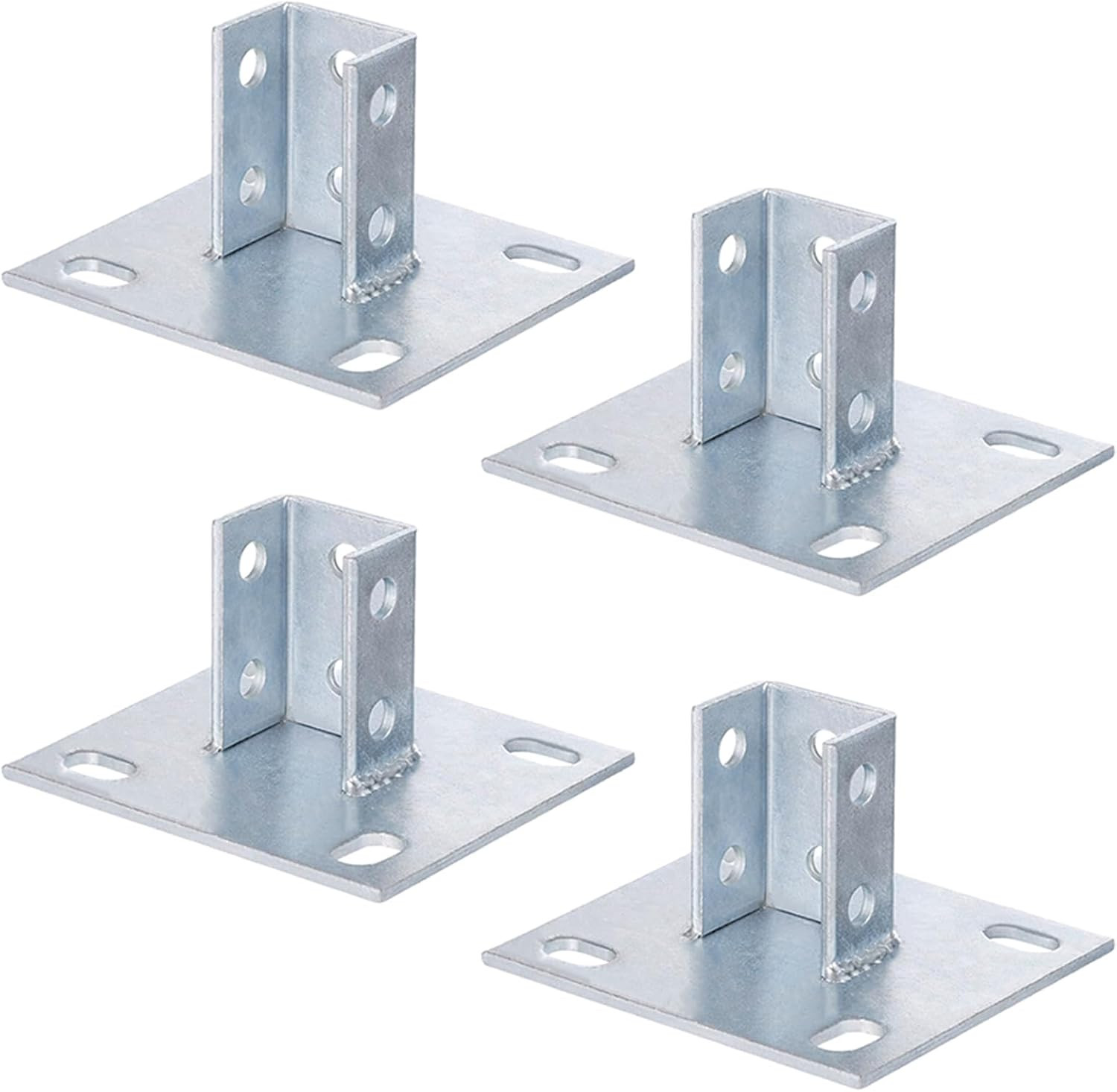 4 PCS Strut Post Bases for 1-5/8 in Square Single Channel, U-Shape Floor Mount P