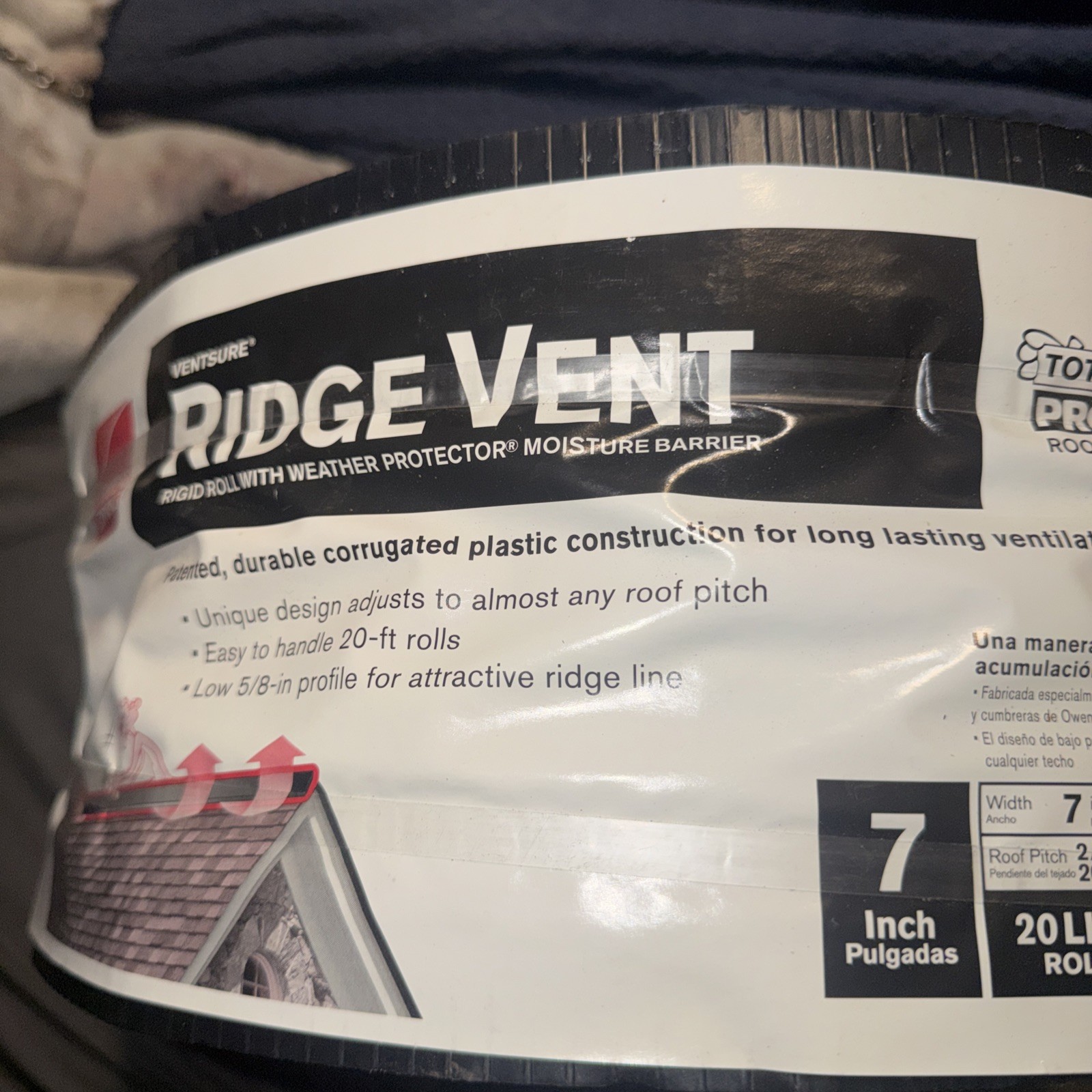 Owens Corning VentSure 7 in. x 20 ft. Ridge Vent Rigid Roll with Weather