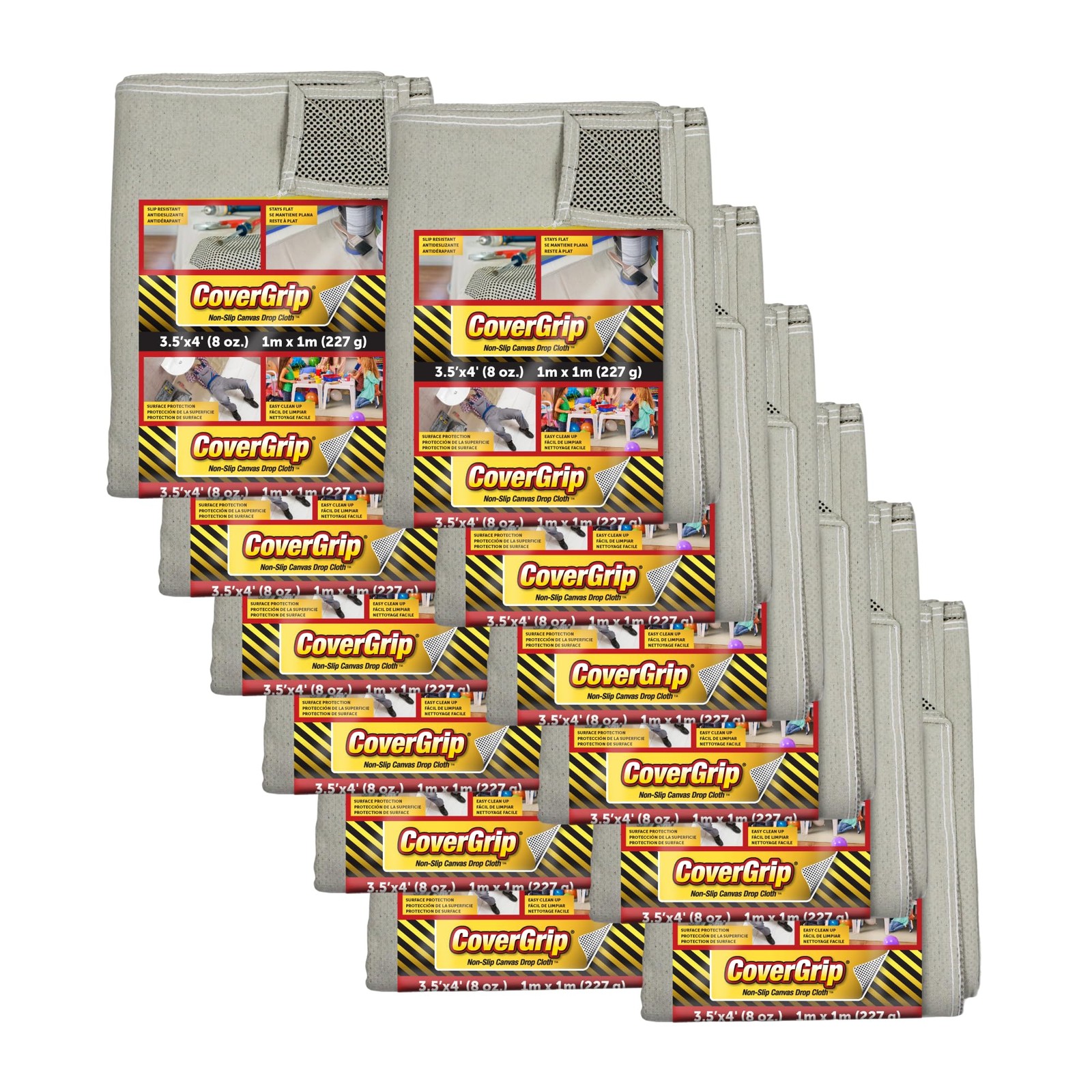 CoverGrip Quick Drop 8 Oz Canvas Safety Cloth, 3.5′ x 4′, 3.5X4, 12 Pack