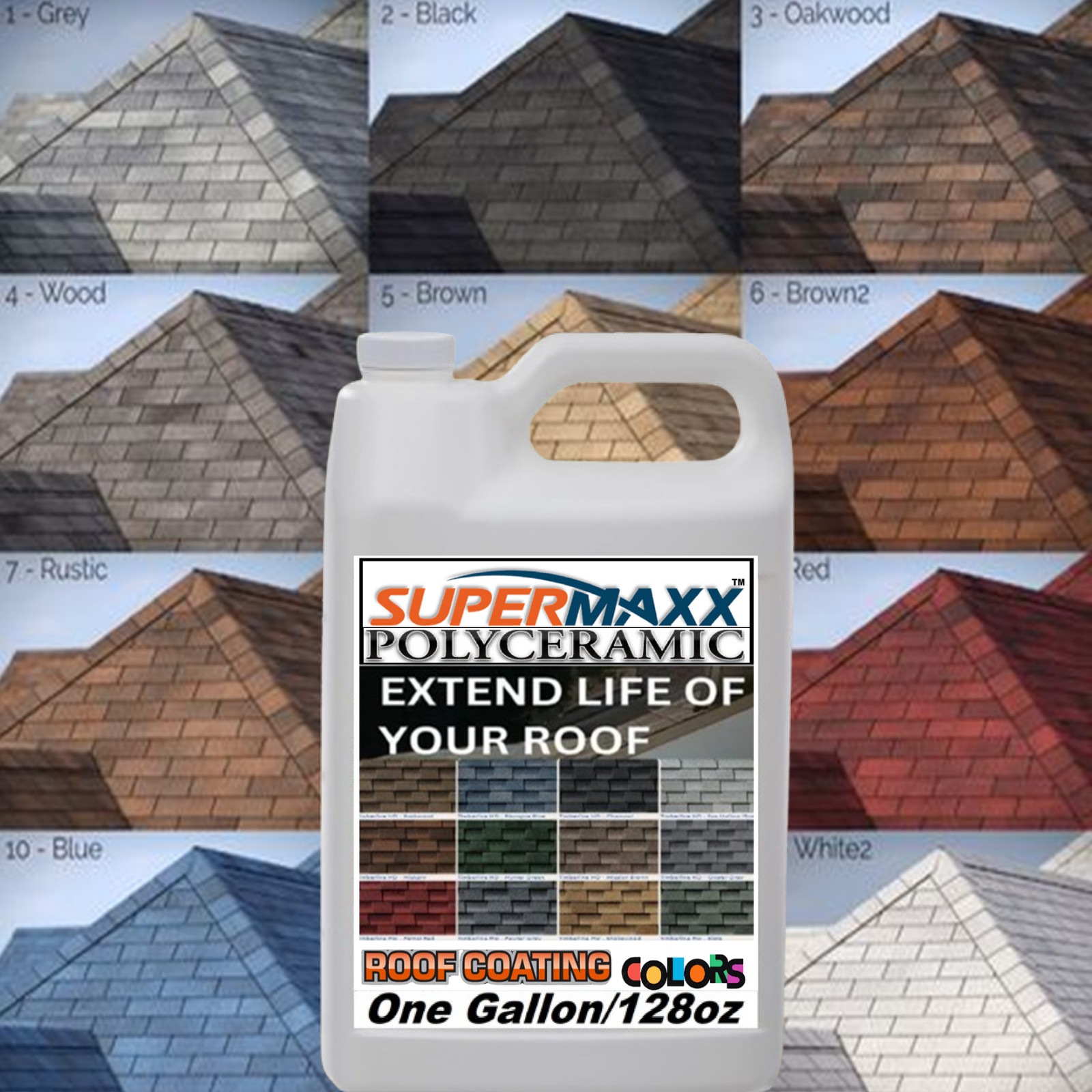 NANO ROOF COATING CUSTOM COLORS FOR ASPHALT SHINGLES CONCRETE -ONE GALLON 128OZ