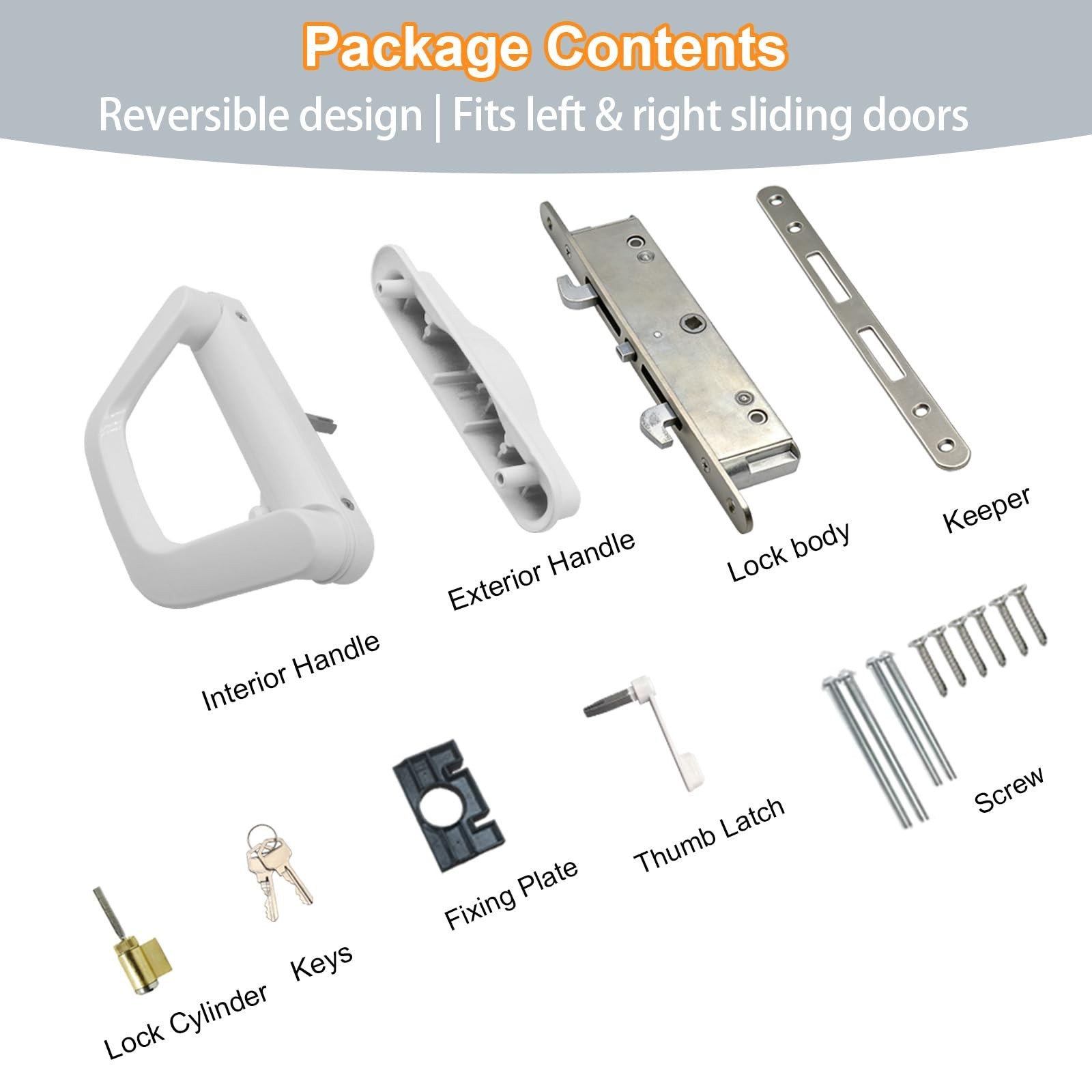 Patio Sliding Glass Door Handle Set with Mortise Lock and Keys, Full Replacem…