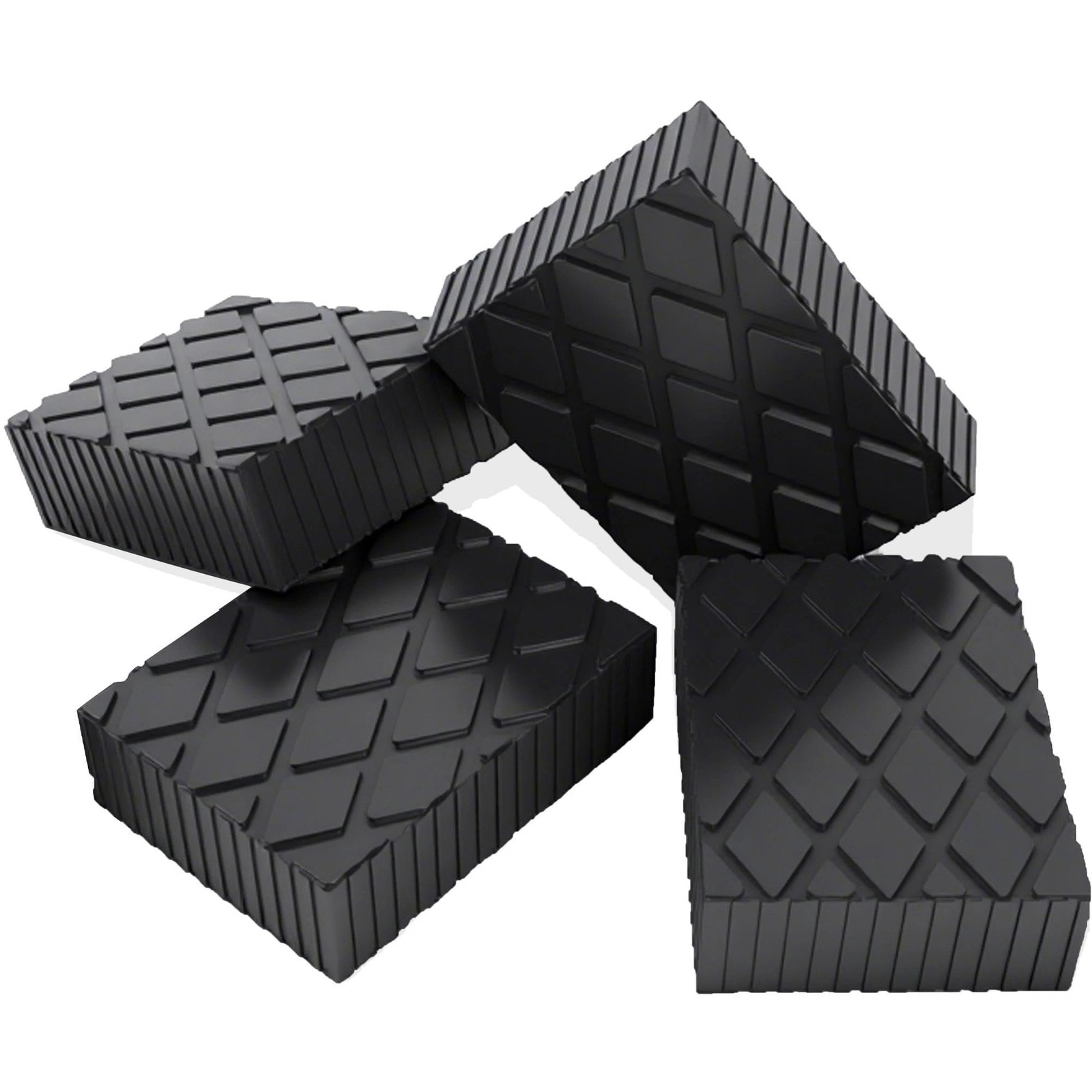 4 Pack 6-3/8″ x 4-3/4″ x 2″ Solid Rubber Auto Lift Block Pads, Heavy-Duty Rub…