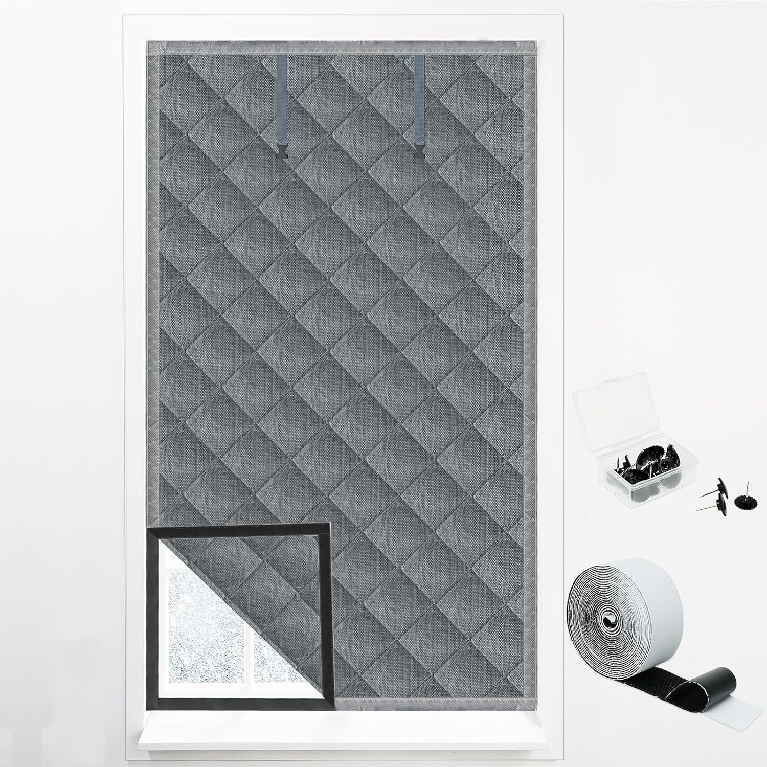 Window Insulation kit, 3-Layer Cotton Thermal Insulated Window Cover 47 Inch x 6