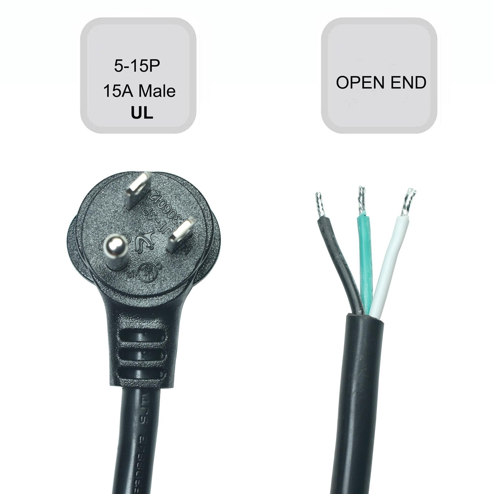 90 Degree Electrical Plug Replacement Power Cord, 6 Ft Black | 16/3 SJTW, Ope…