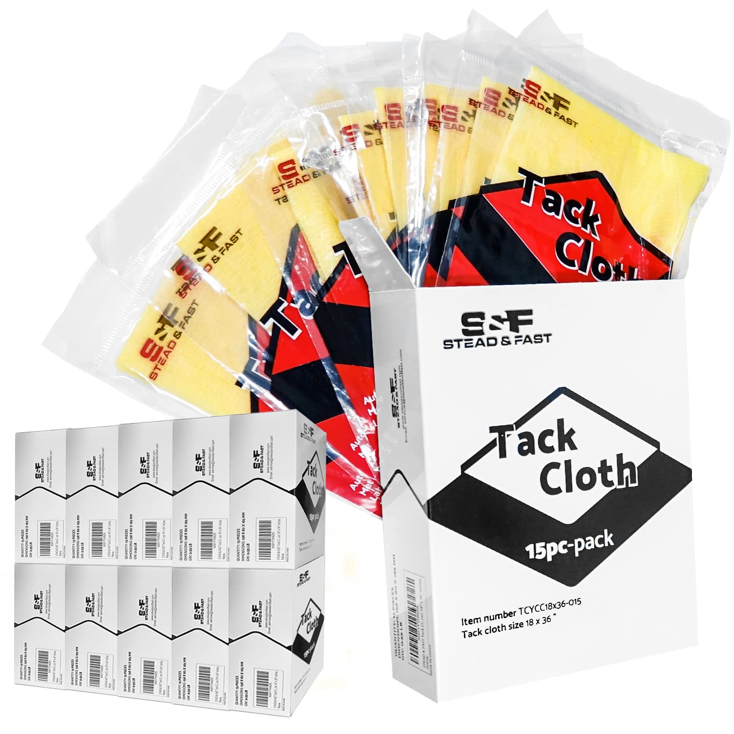 S&F STEAD & FAST Tack Cloth Bulk Case 150-pc, Yellow – for Large, Yellow/Gold