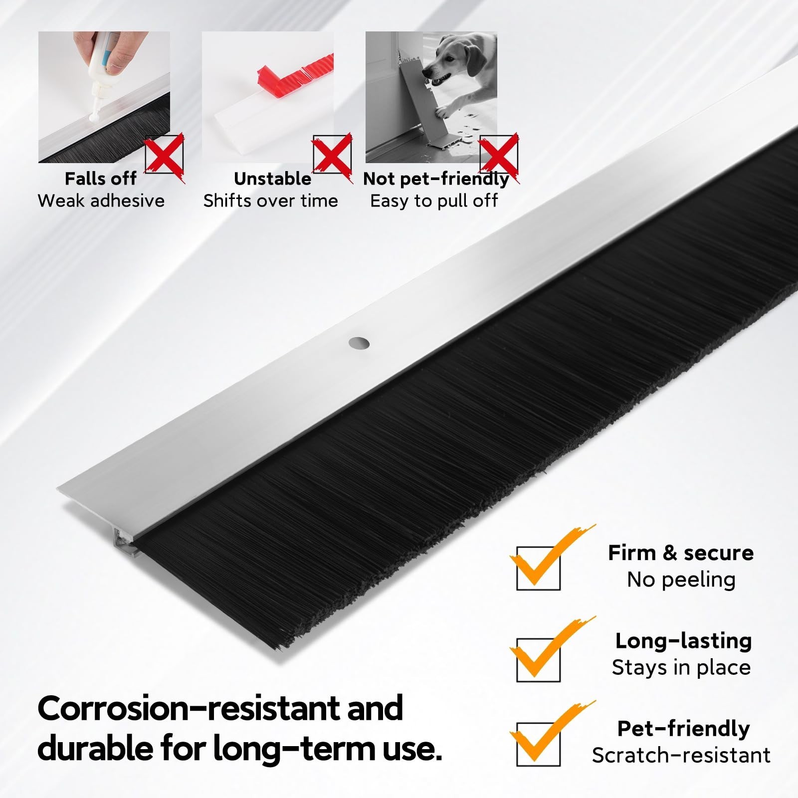 4 Sets Retsun Door Brush Sweep, 1 1/2″ x 39.37″ Garage & Roll Up Door Brush S…