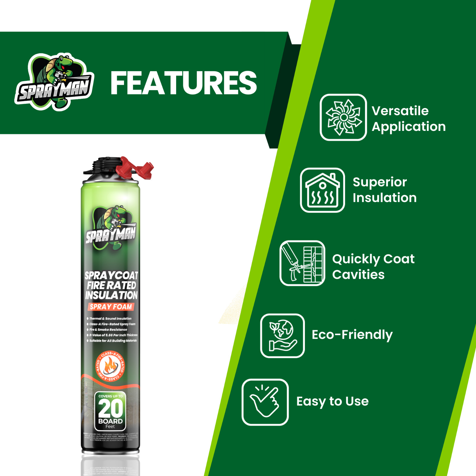 Sprayman Spray Foam Insulation Kit Closed Cell Expanding Fire Rated 360 BdFt 18P