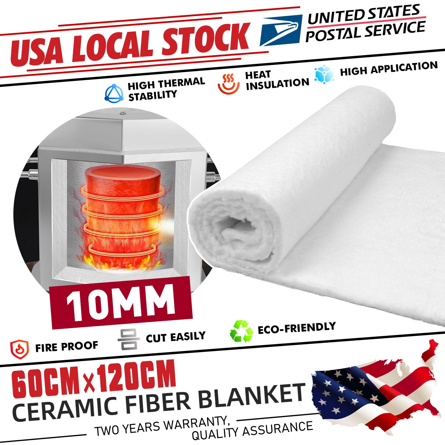 24″ x 48″ Ceramic Fiber Blanket Insulation High Temperature Fireproof Mat Pads