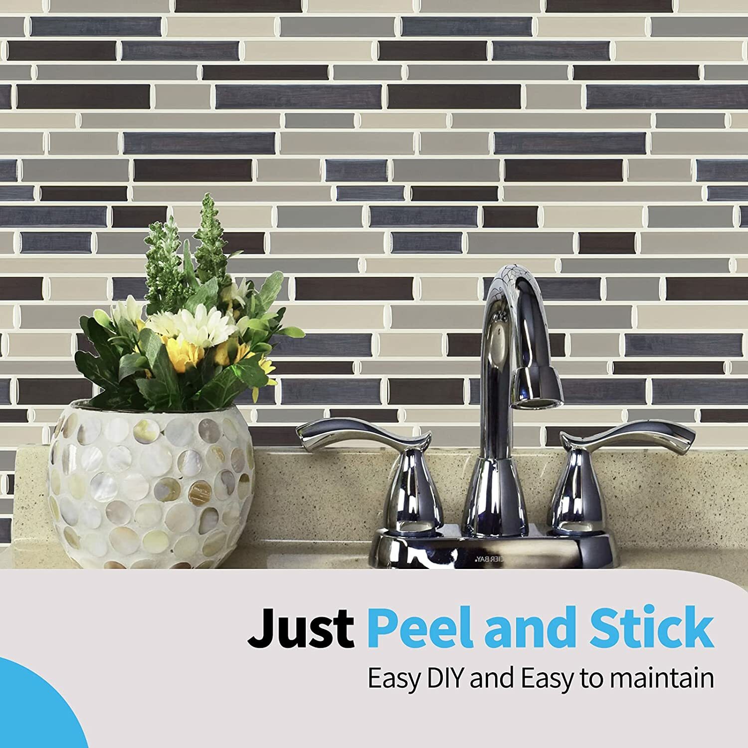 Art3d 10 Premium Self-Adhesive Kitchen Backsplash Tiles 12″X12″ Brown A17018P10
