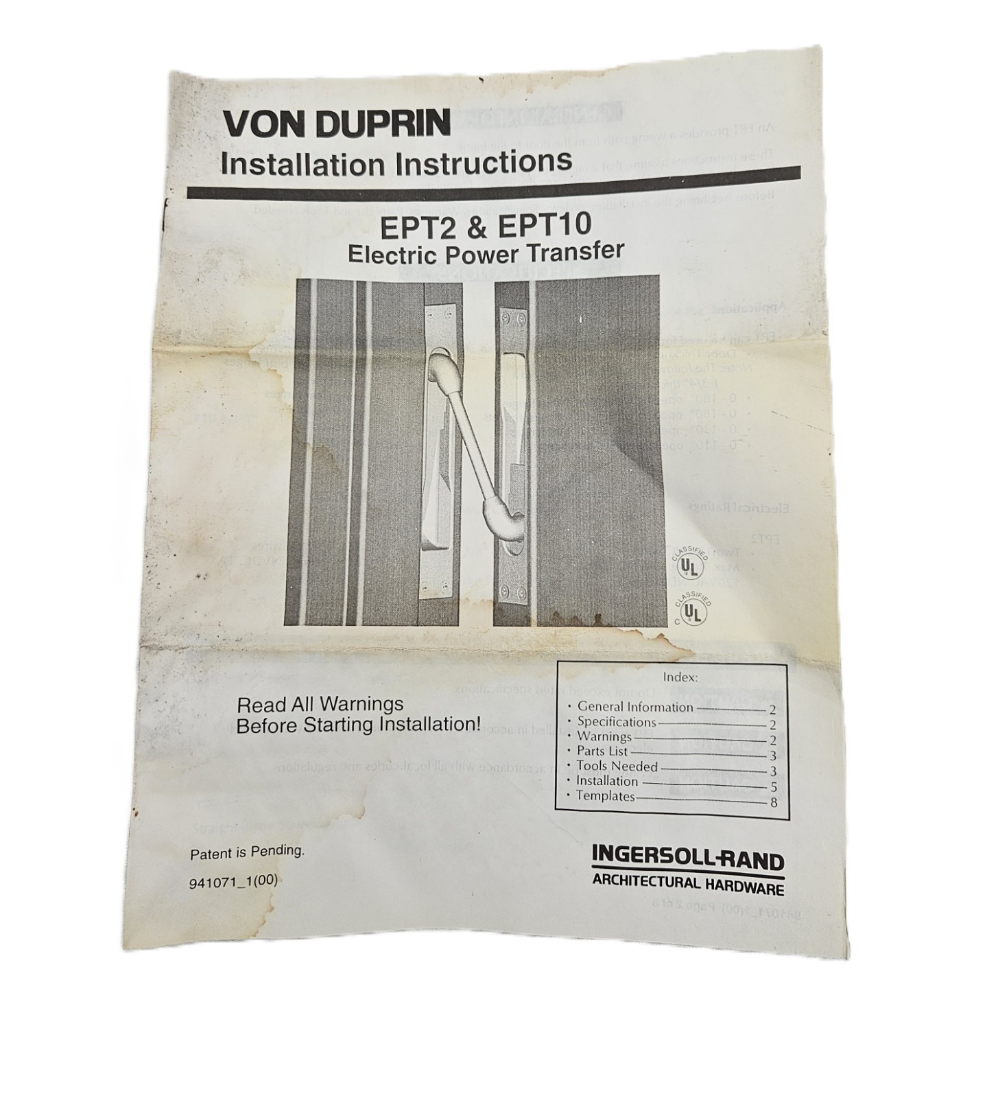 VON DUPRIN EPT2 & EPT10 ELECTRIC POWER TRANSFER DEVICE KIT (FAST SHIPPING)