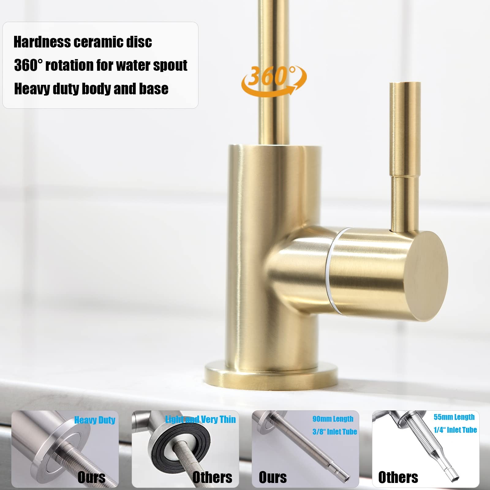 Havin Gold Drinking Water Faucet,Brushed Gold Reverse Osmosis Faucet,Water