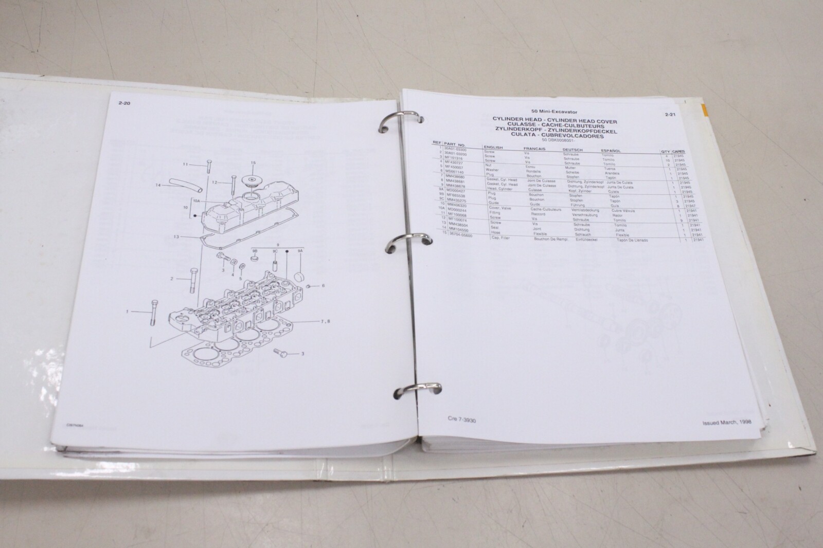 CASE Mini Bagger 50 Excavator Ersatzteileliste Ersatzteilekatalog CRE7-3930