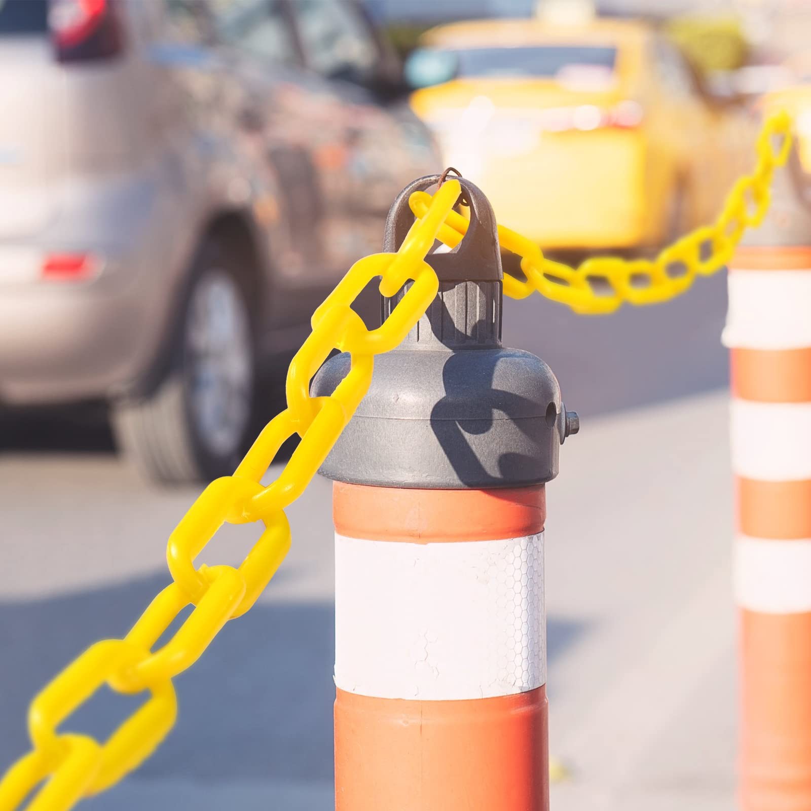 Vicenpal 200ft Yellow Plastic Chain Links, Safety 200ft,