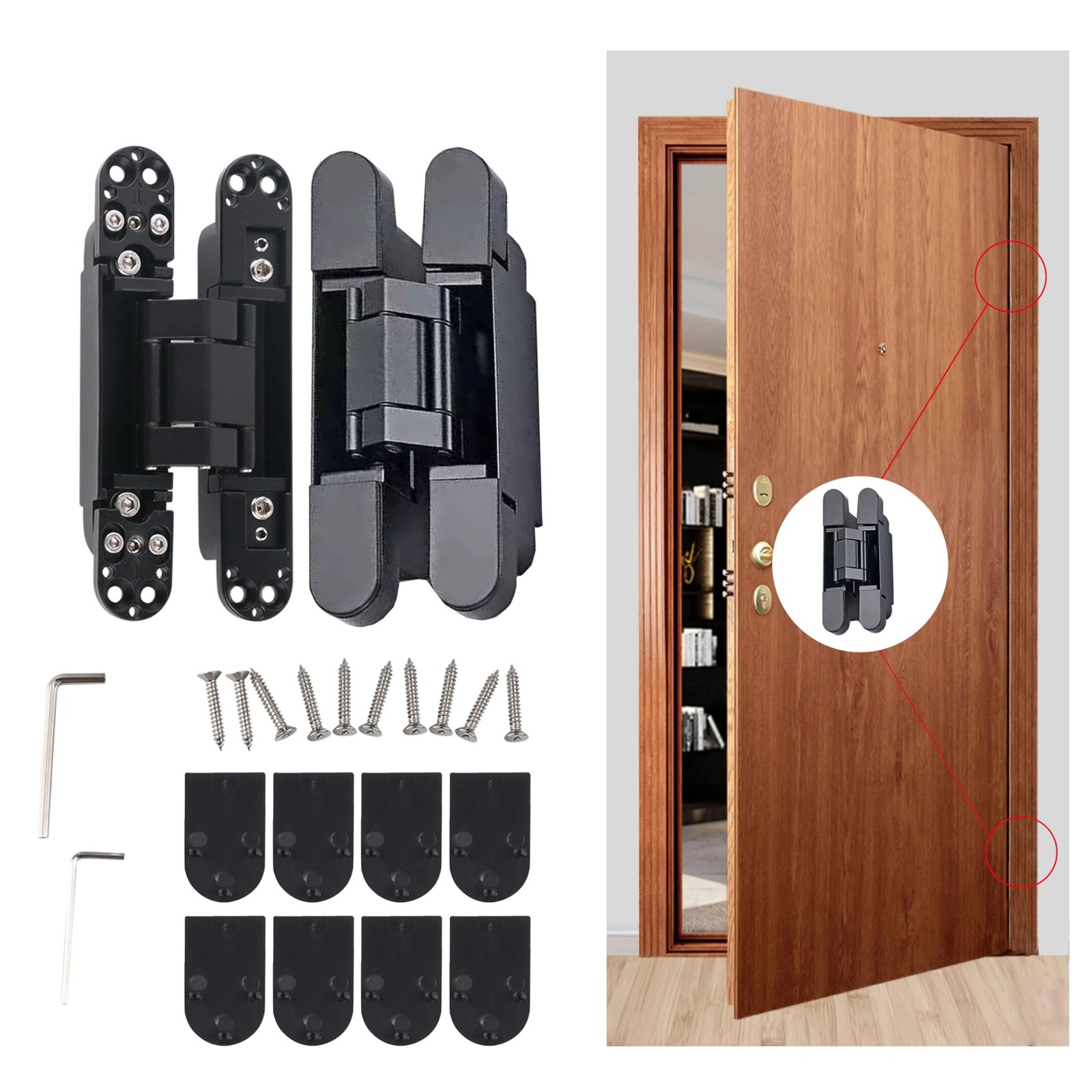 Mengshi 6″ Hidden Door Hinges for Secret Door Heavy Duty Invisible Concealed …