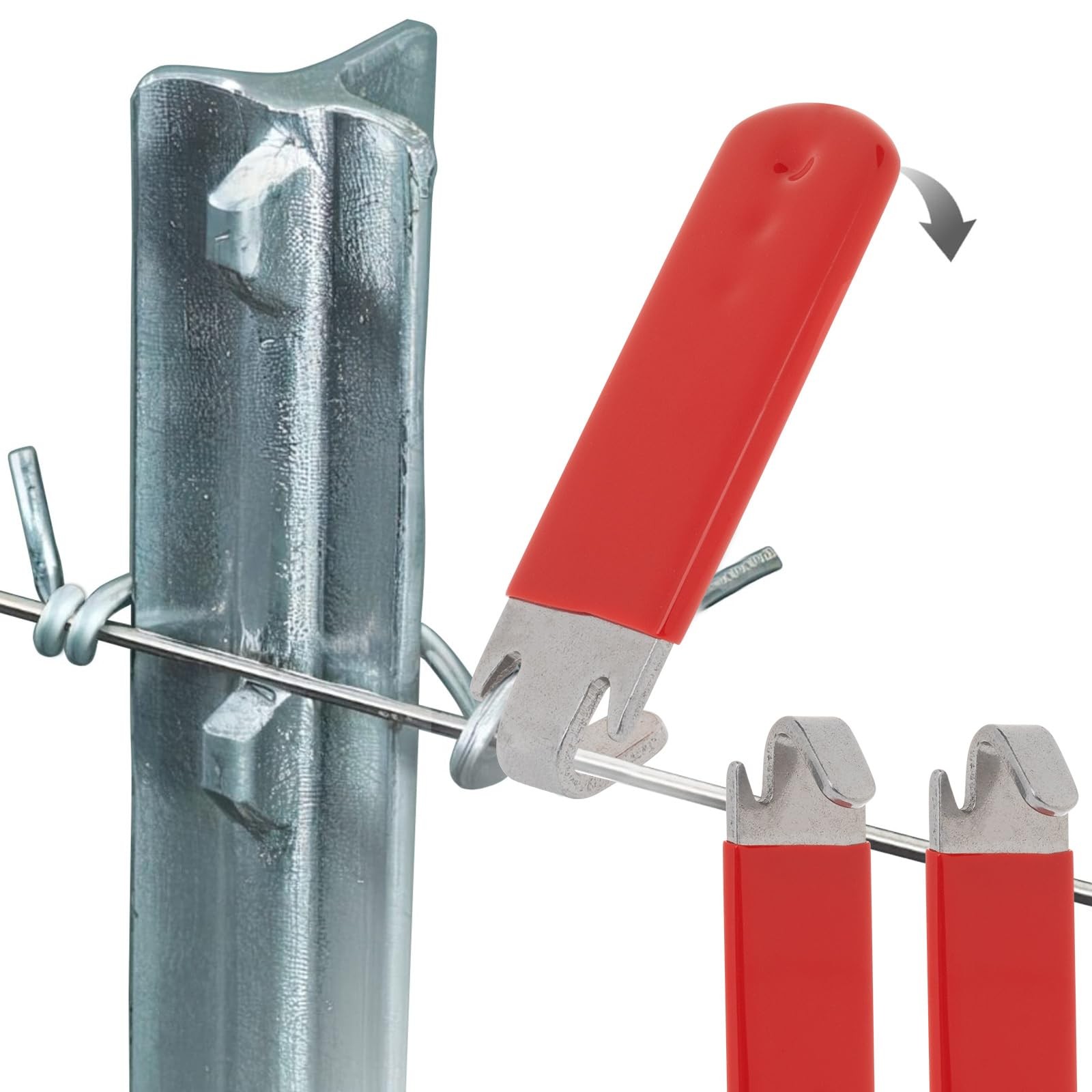 Jikbeed T-Post Clip Tool: Fence Wire Twisting and Fencing Tool with 2Pcs, Red