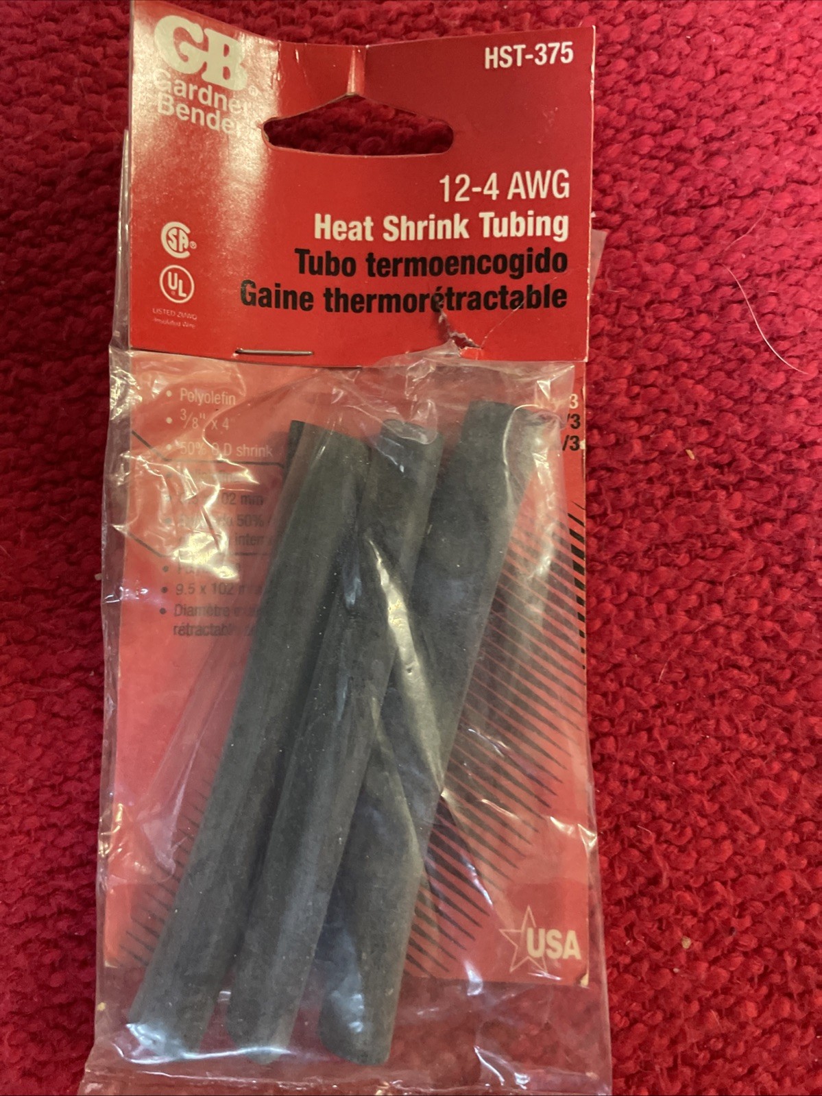 Gardner Bender HST-375 3/8″ Polyolefin Heat Shrink Tubing 3pk. NEW