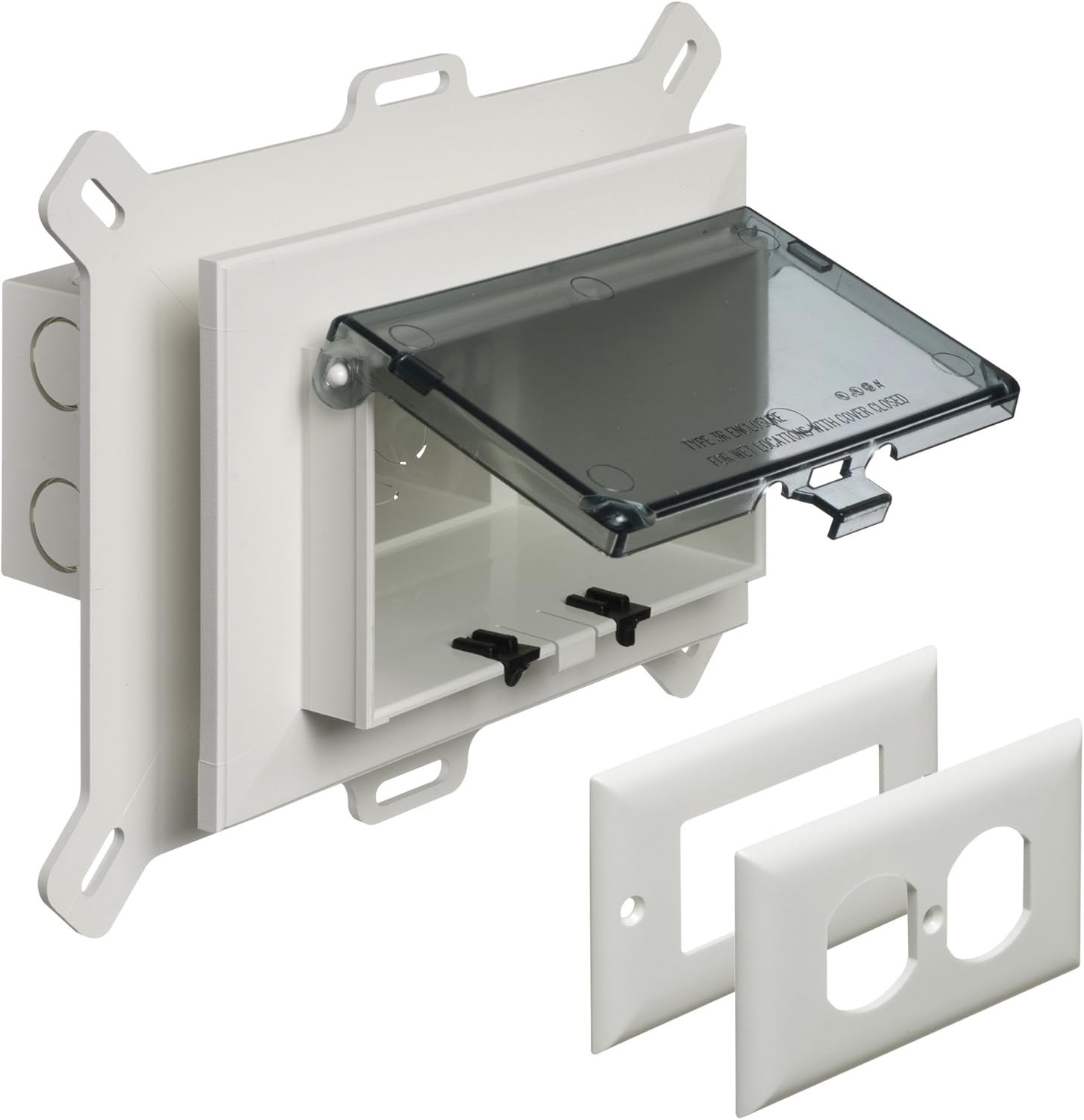 Arlington DBHS1C-1 Low Profile IN BOX Recessed Outlet Box Wall Plate Kit