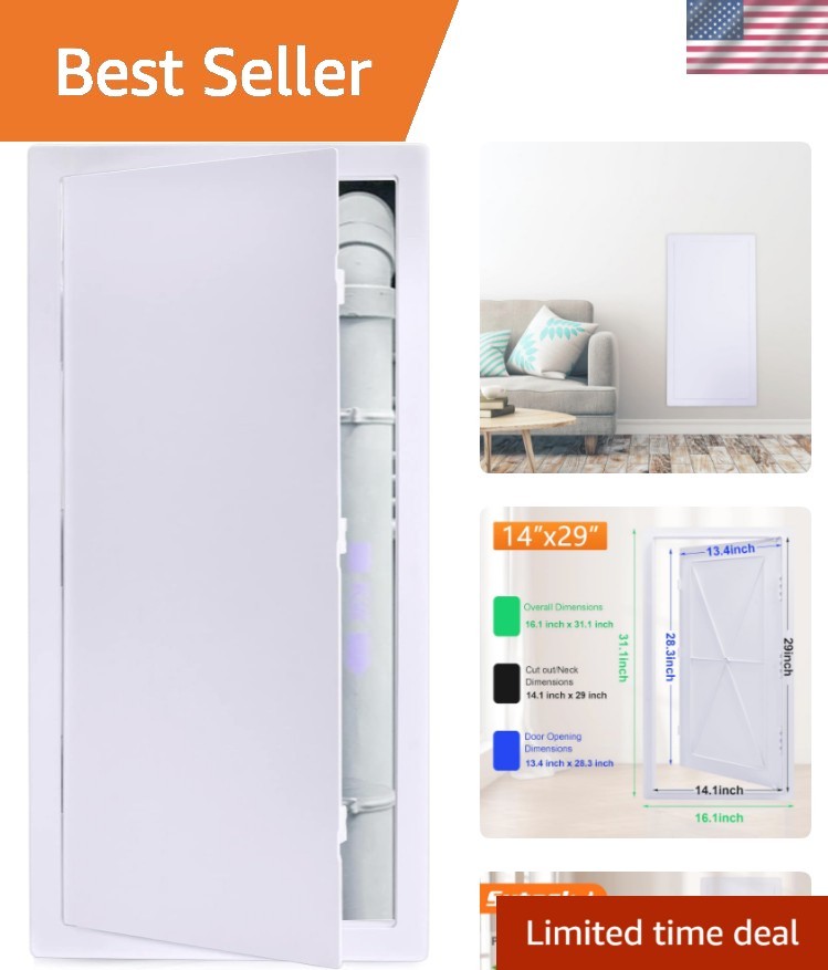 14 x 29 Inch White Access Panel – Durable Removable Hinged Design for Plumbing