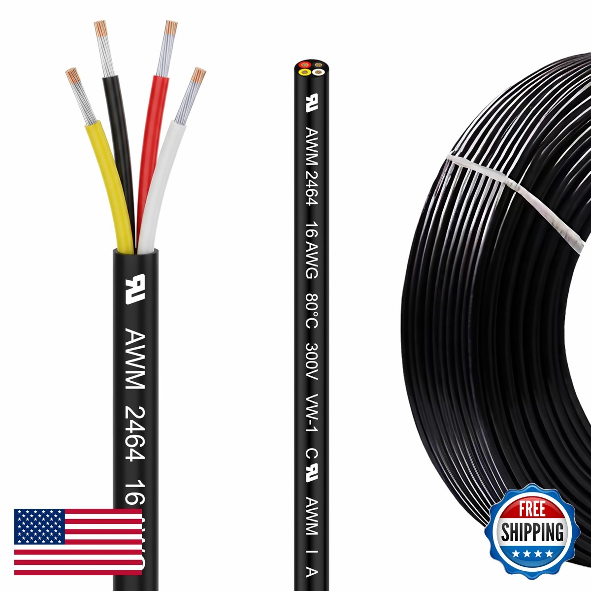 Linksq Ul2464 30Ft 16 Gauge 4 Conductor Electrical Wire Tinned Oxygen Copper 4