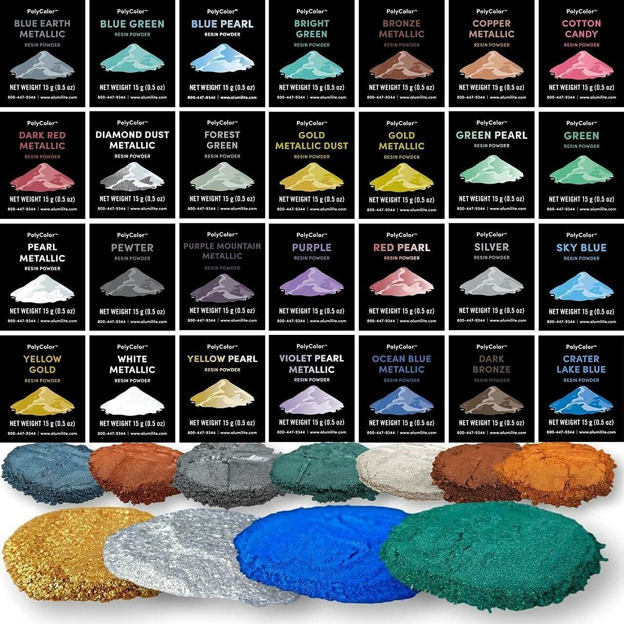 PolyColor Mica Powder for Epoxy Resin Kits 15 0.5 Ounce (Pack of 1), Pearl