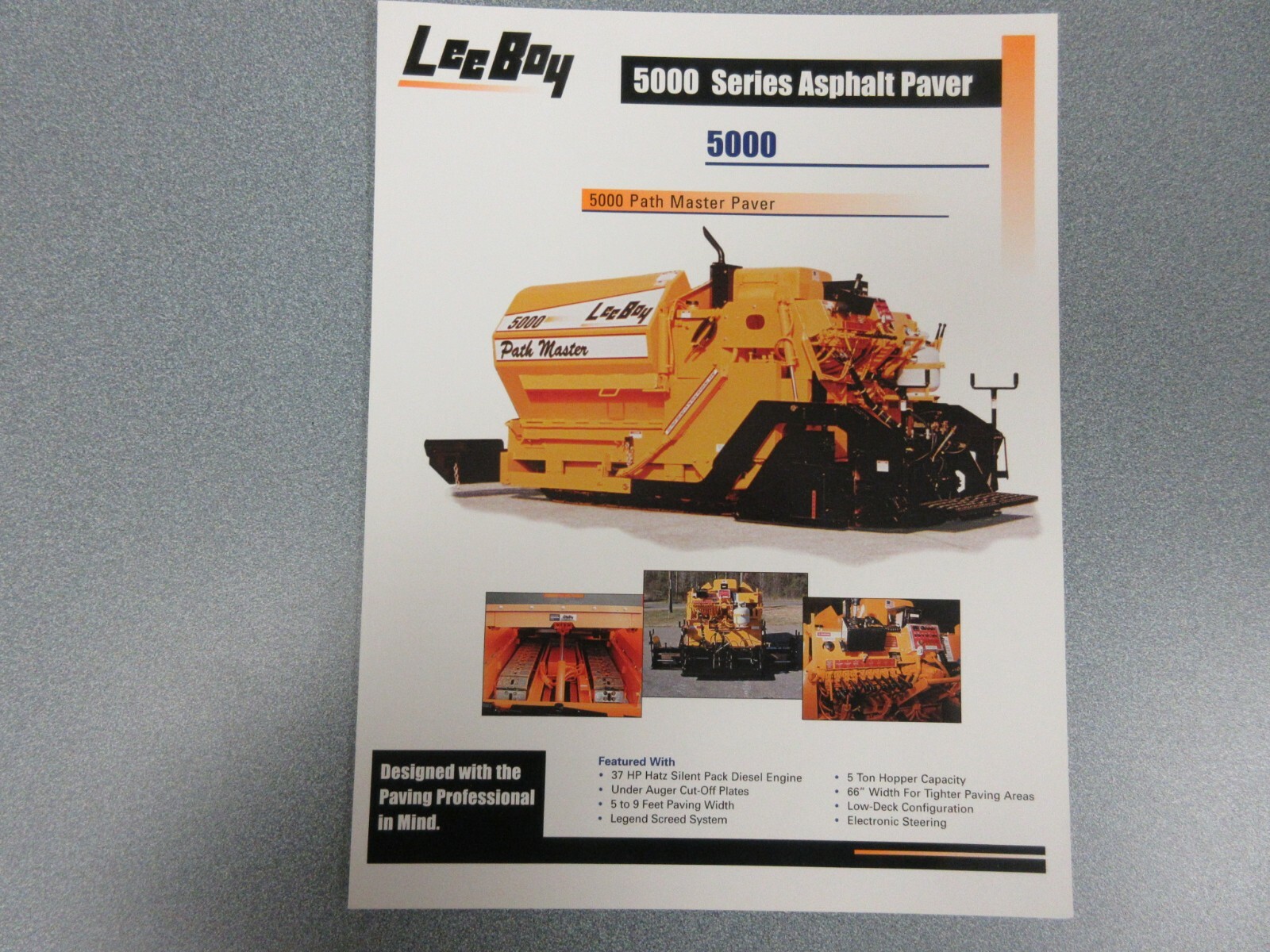Leeboy 5000 Asphalt Paver Color Sales Sheet 2 Pages