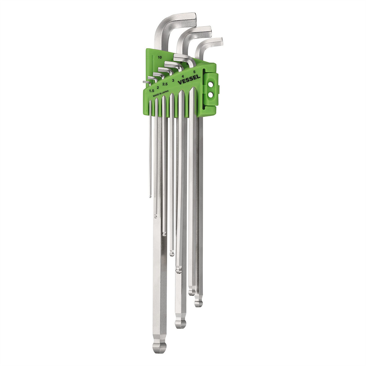 8209BPLU Vessel Tools Ball Point Hex L-Key Wrench Stubby (Long Type) 9PC. Set N