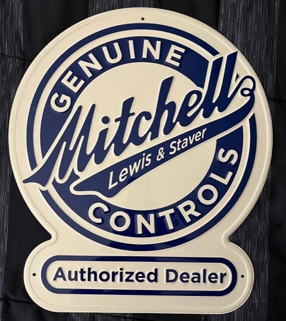 MITCHELL LEWIS & STAVER-PUMPING EQUIPMENT-EMBOSSED METAL SIGN-18X15+INCHES – NEW