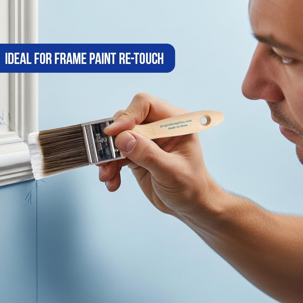Paint Brushes, 5-Piece Paint Brush Set, Flat & Angle Brushes for Walls, Trim..