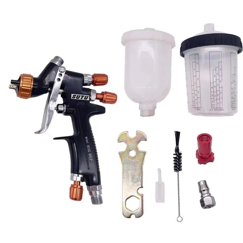 Tank Air Spray With Mixing Cup And Adapter Paint Spray Gun 1.2/1.0MM Nozzle Kit