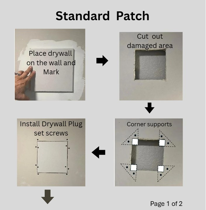 Easy Drywall Patch Template, drywall mud, repair walls, speed square, Hole patch