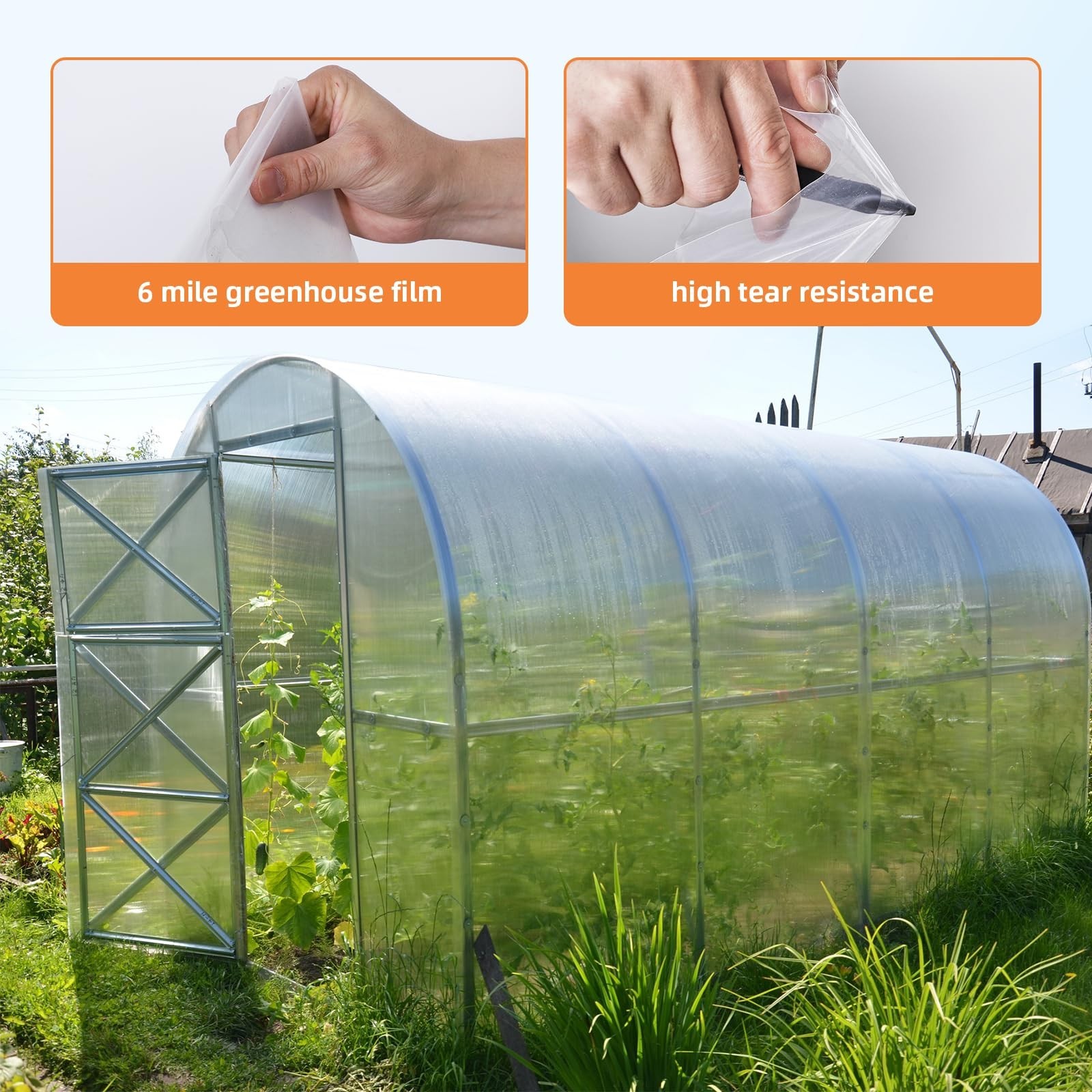 PioneerWorks Greenhouse Plastic Sheeting Film Cover 10FT x 25FT, Polyethylene…