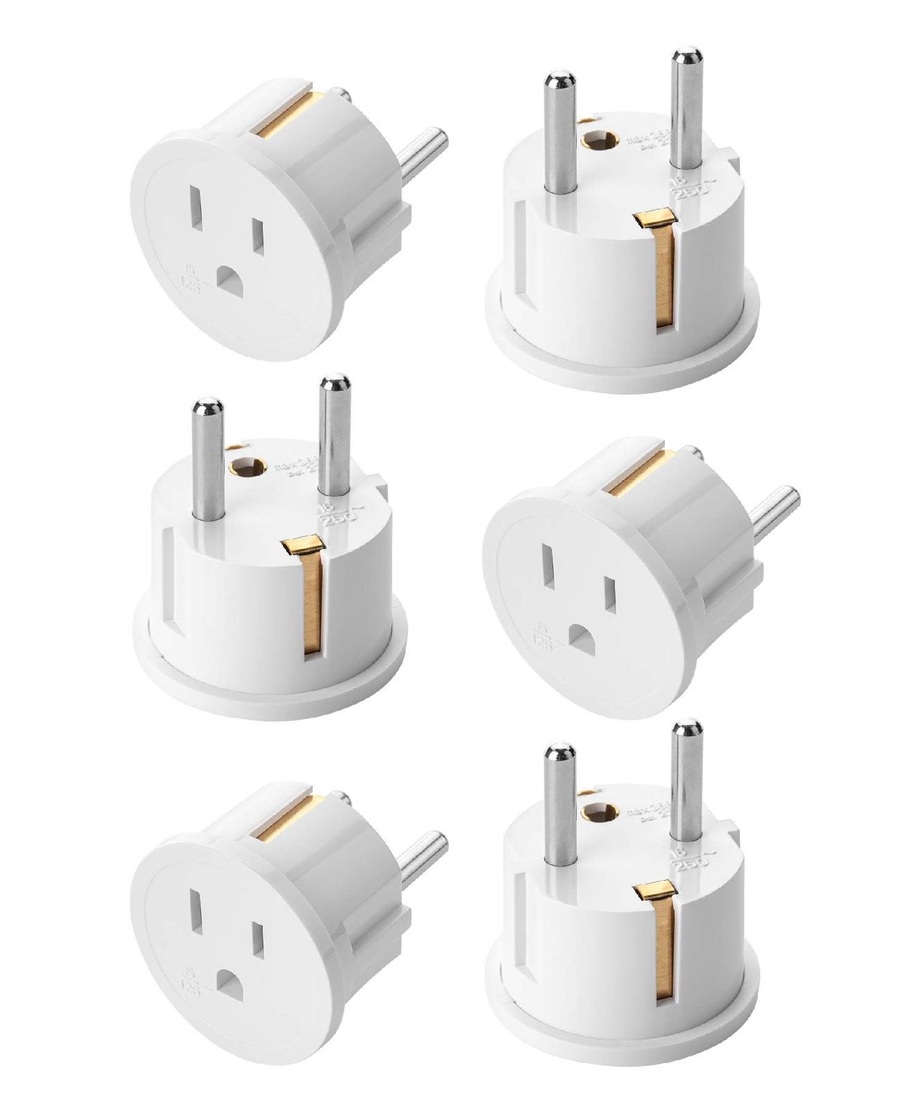 Bates- European Travel Plug Adapter, 6 Pack, Type E/F, 6 Pack