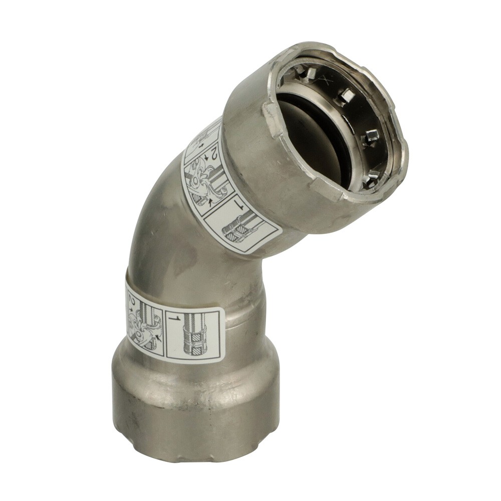 Viega MegaPress 316 FKM 3/4 in. 45 Degree Elbow – Stainless Steel Pipe Fitting