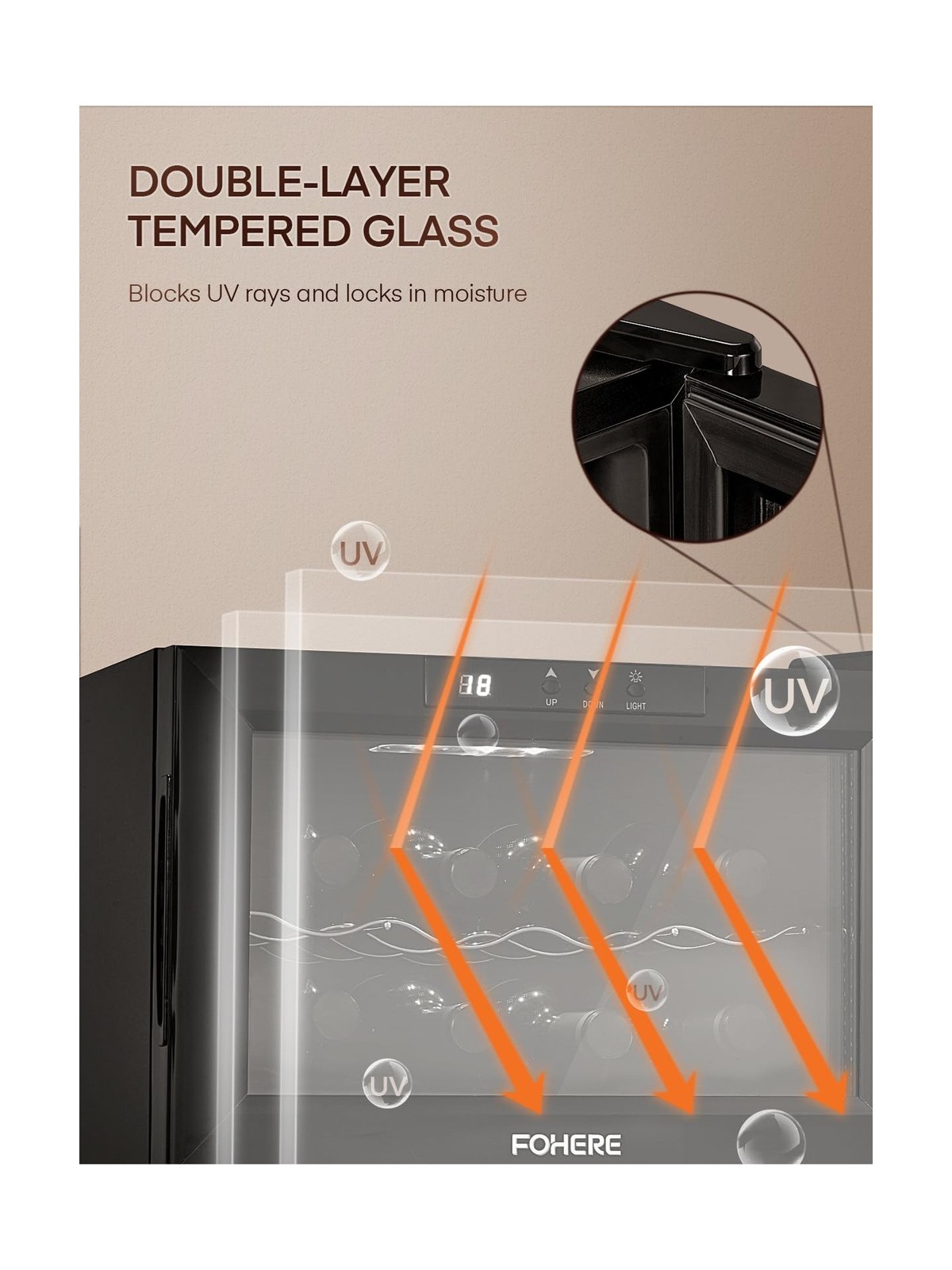 FOHERE 8 Bottles Countertop Wine Fridge, Small Wine Fridge with Double Glass …