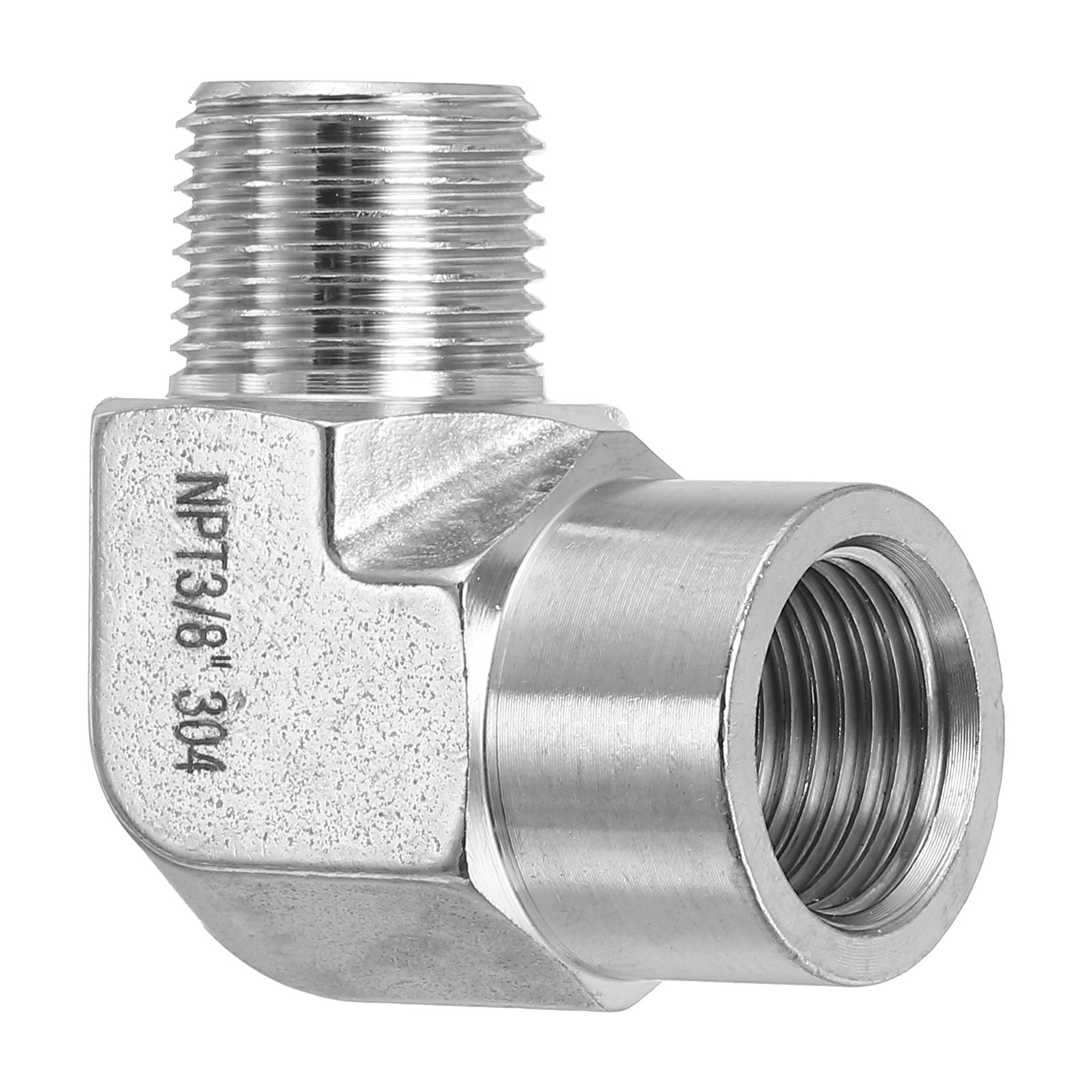 3/8″ NPT 304 Stainless Steel 90 Degree Barstock Street Elbow Silver