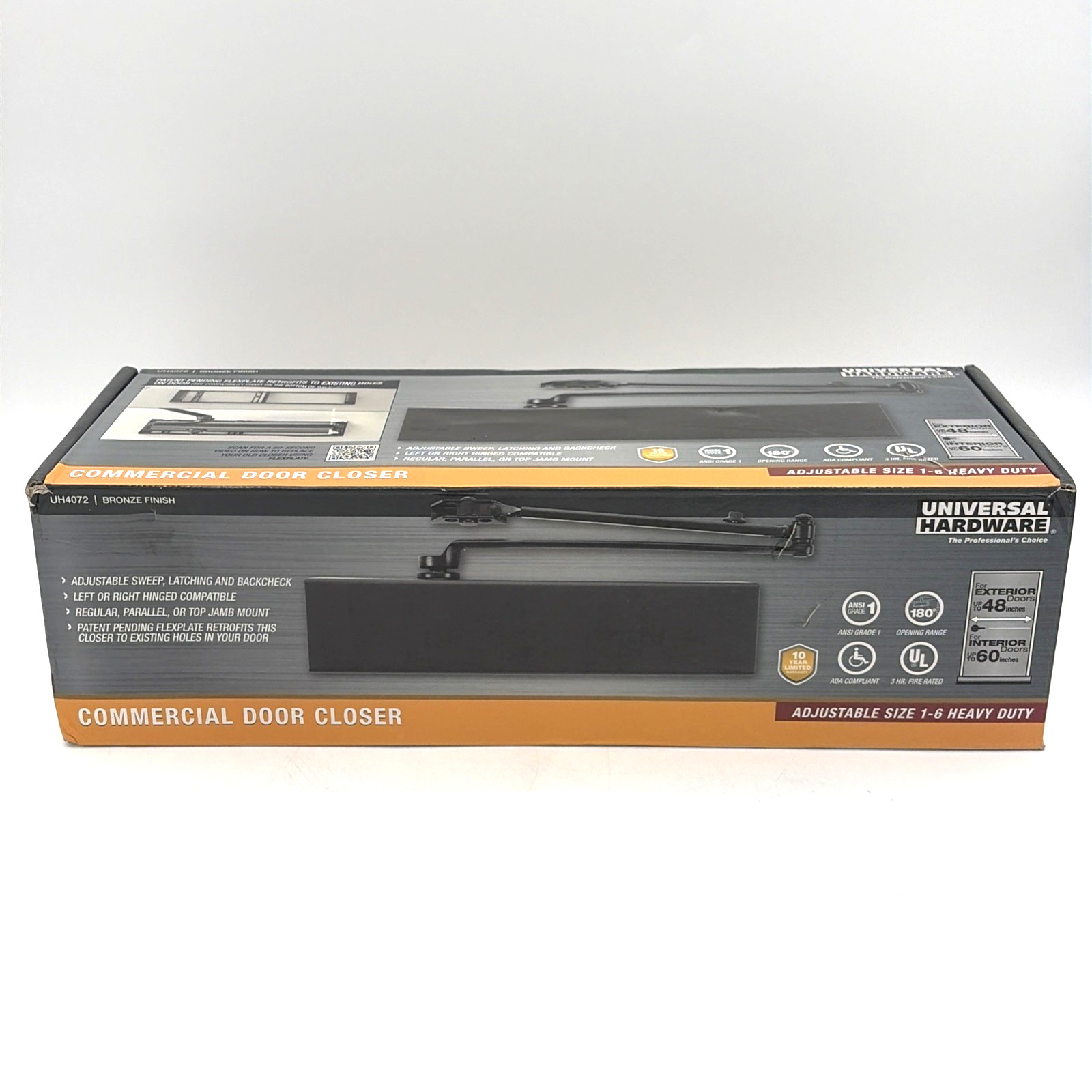 Universal Hardware Commercial Door Closer Adjustable Heavy Duty UL Listed