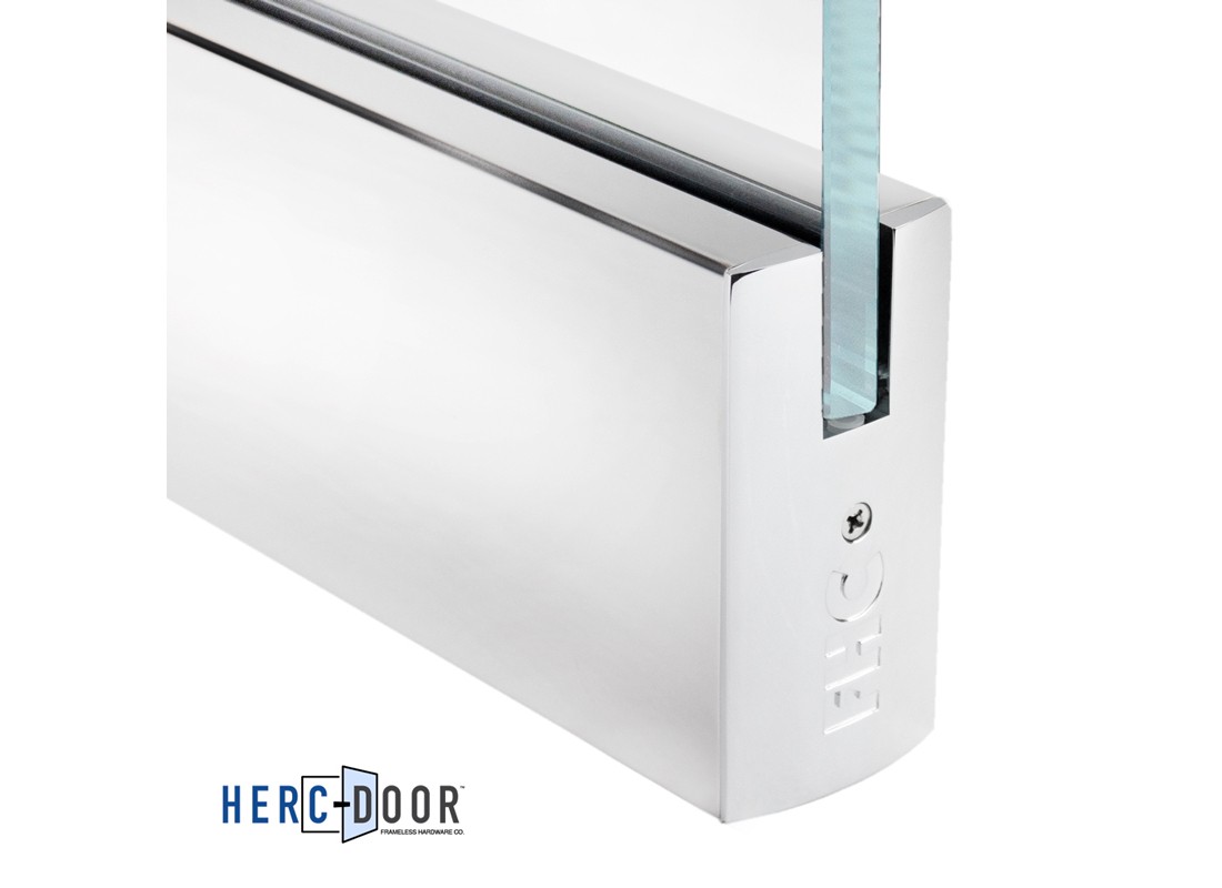 4″ Square Door Rail 35-3/4″ Without Lock – 3/4″ Glass – Polished Stainless