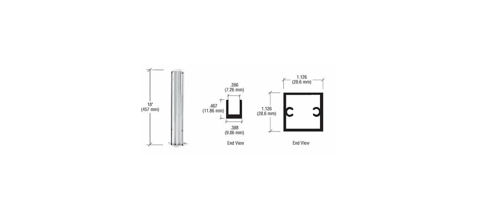 CRL Satin Anodized Standard 18″ Corner Partition Post by CR Laurence