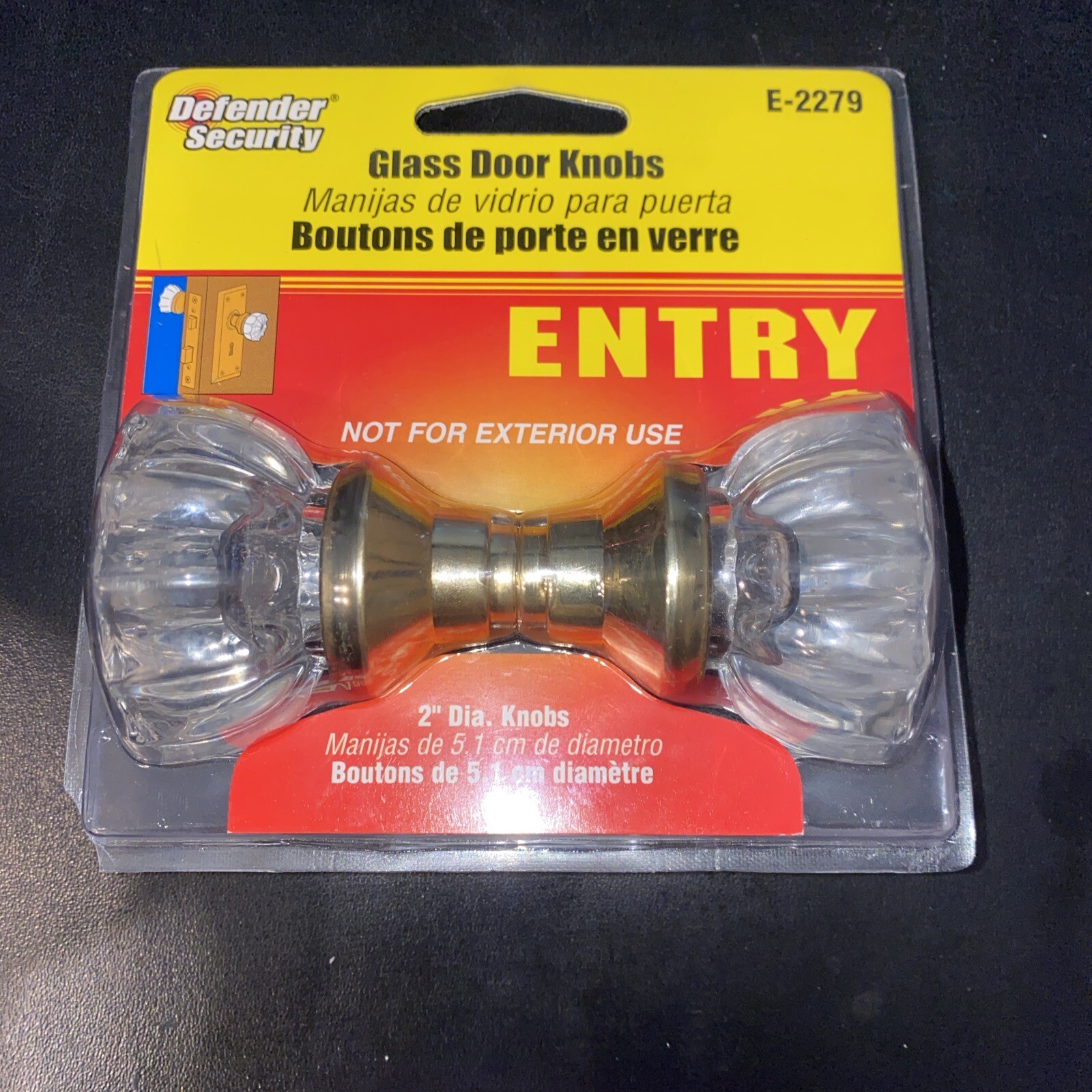 (1) NEW Defender Security Entry Glass Door Knobs for Interior – E-2279