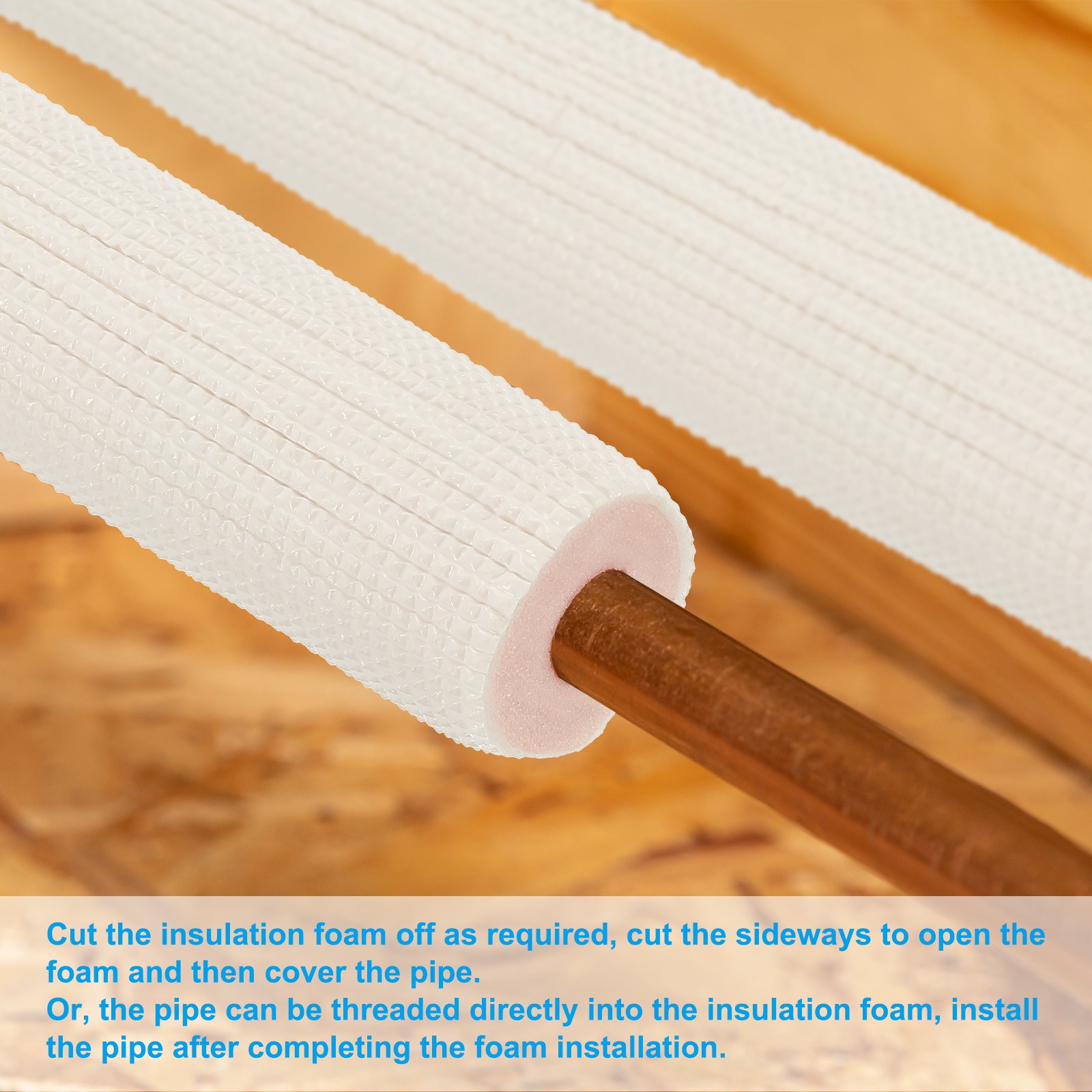 1/4″ 5/8″ Pipe Insulation Foam Tube Heat Preservation Tubing for AC, 9.84Ft