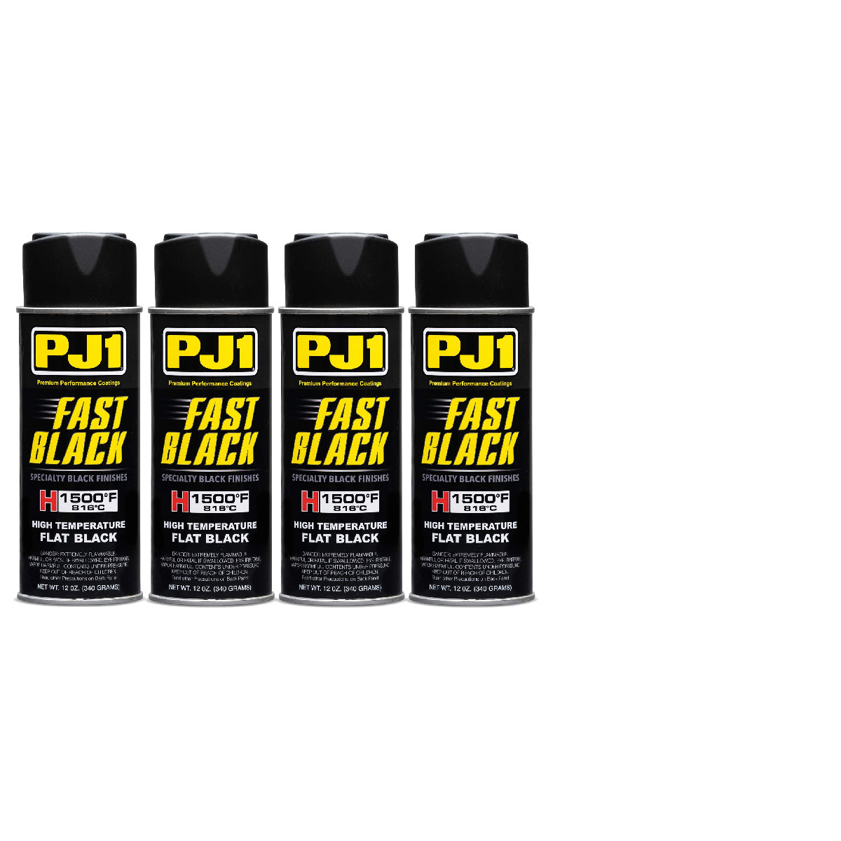 Pj1 16-Hit-4Pk Flat Black Hi-Temp Spray Paint 44 Oz 4 Pack