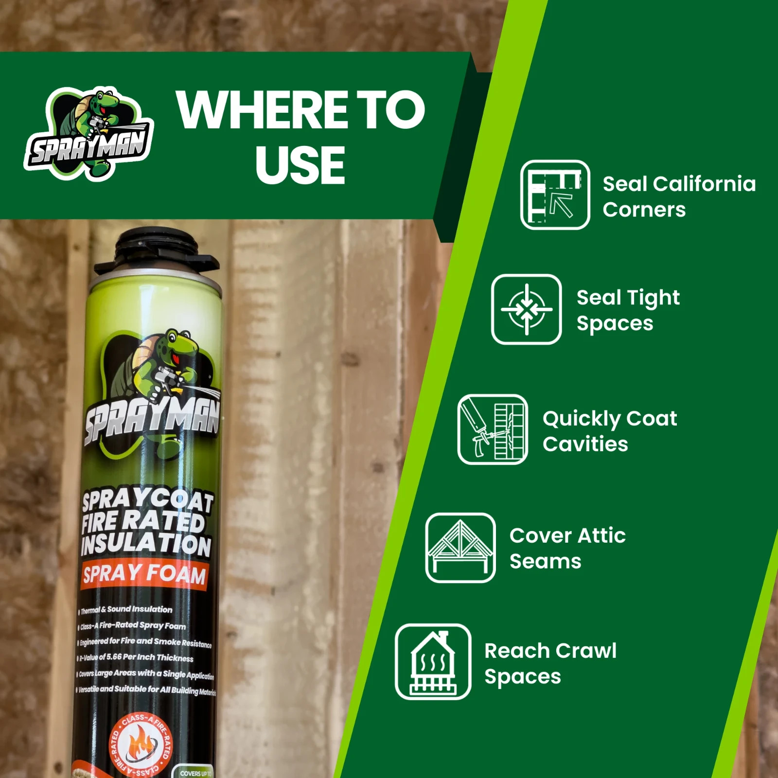 Sprayman Spraycoat Fire Rated Closed Cell Insulation Foam 27.1oz 18 Pack Gun Set