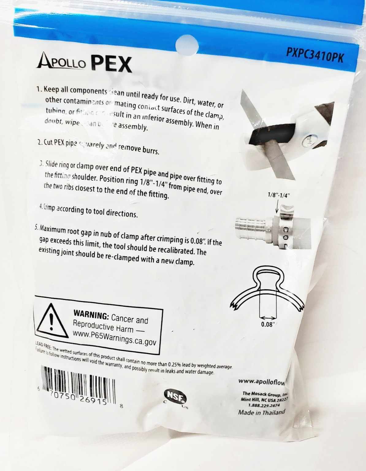 Apollo PEX 3/4″ Pinch Clamps (10 Pack) Lead Free Plumbing Fitting