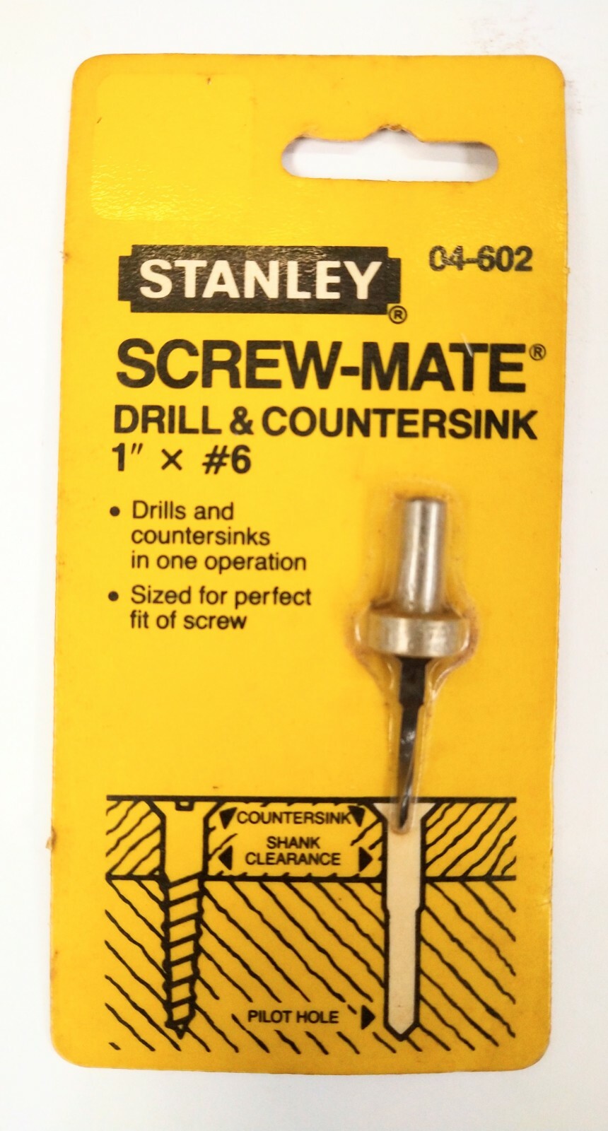 STANLEY 04-602 SCREW-MATE DRILL AND COUNTERSINK 1″X#6 3,000 MAX RPM