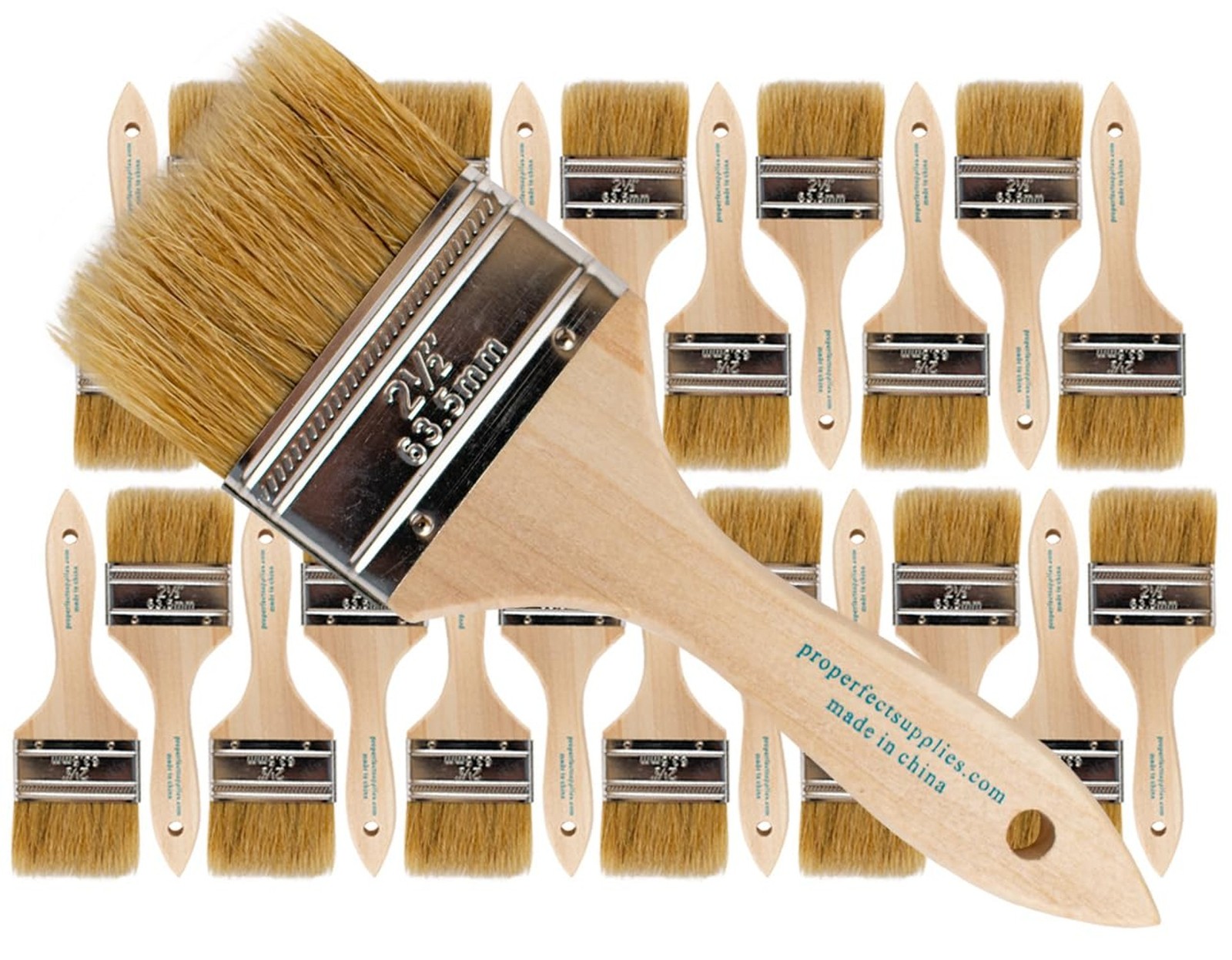 Pro Grade – Chip Paint Brushes – 24 Ea 2.5 Inch Chip Paint Brush Light Brown