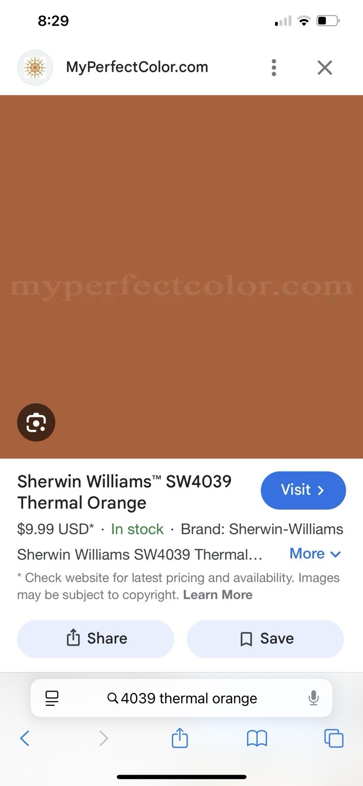 Gallon Sherwin Williams Industrial Enamel Alkyd/ 4039 Thermal Orange