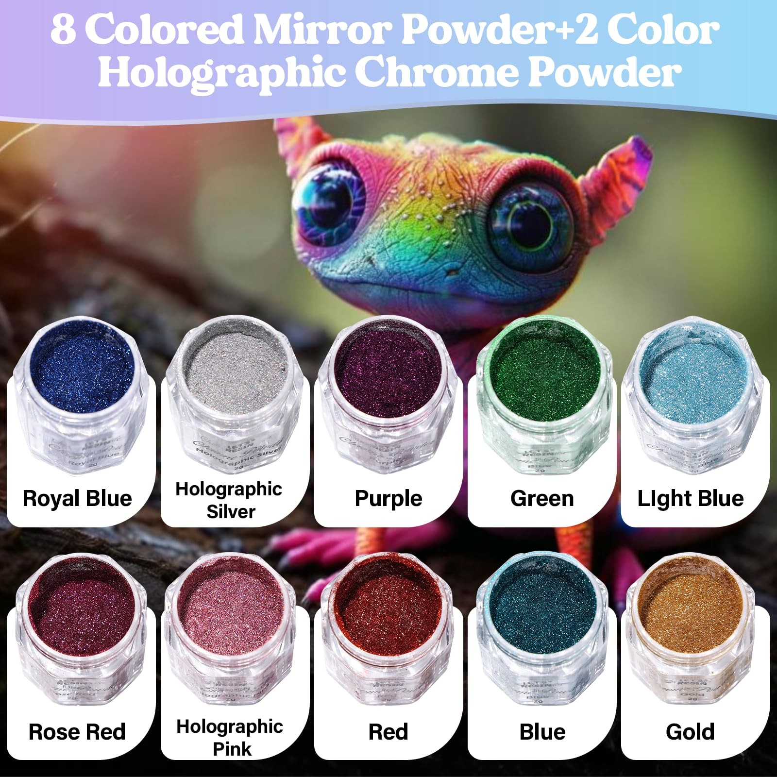 LET’S RESIN Chrome Powder,10 Colors Metallic Mirror Effect 10 colors