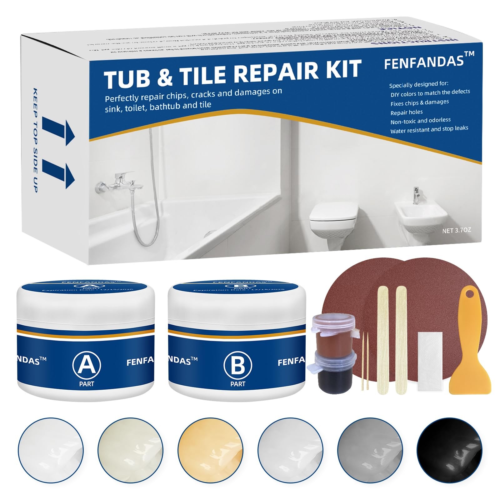 Tub Tile Repair Kit White Waterproof Ceramic Sink Acrylic Bathtub Fix Chips Dent