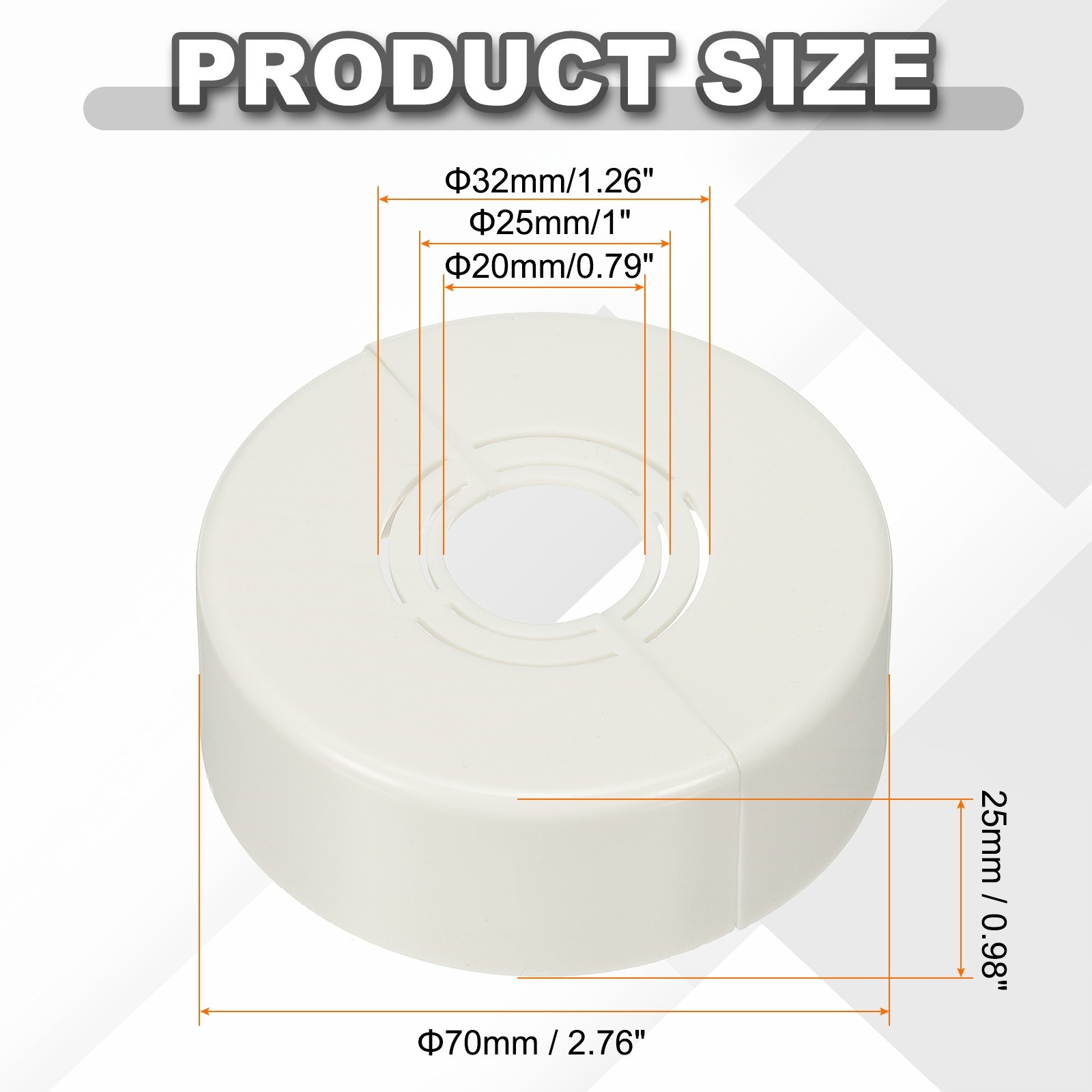 6pcs Wall Split Flange 0.98″ Plastic Round Split Flange Pipe Cover, White