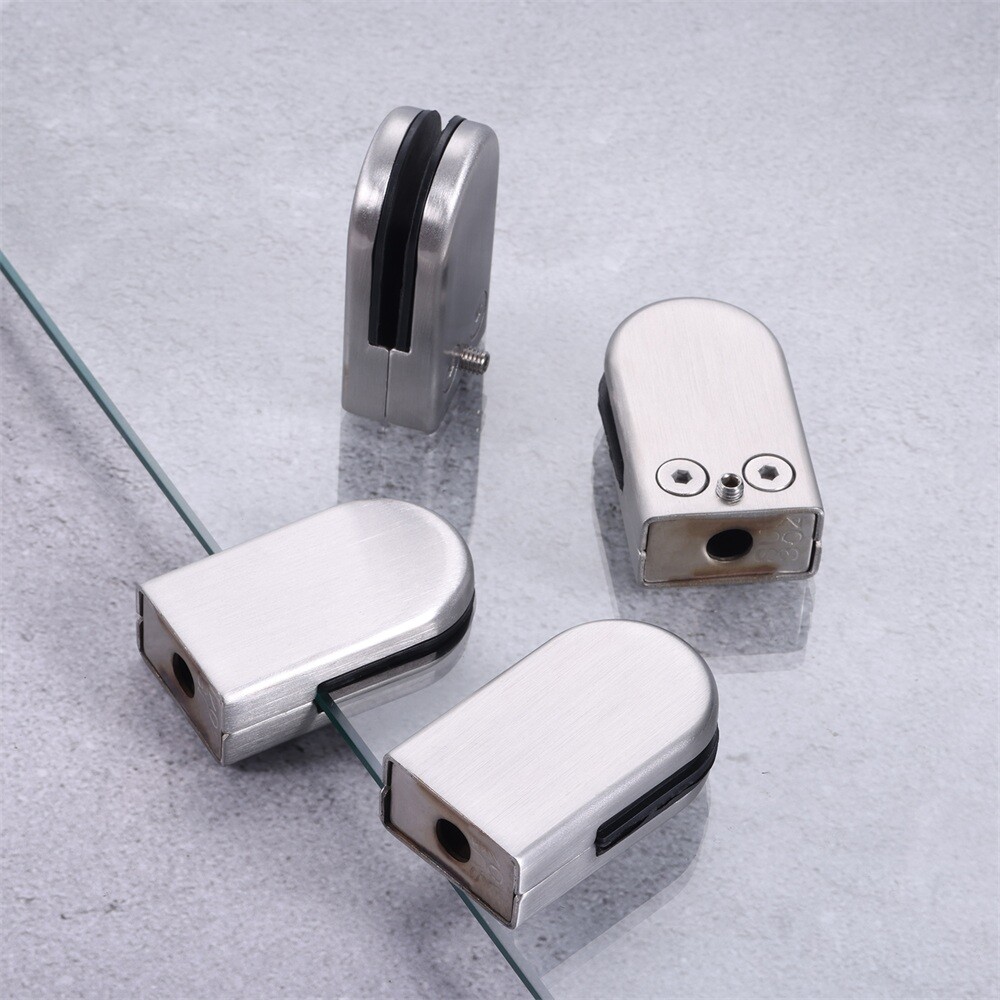 8/16Pcs Semicircle Glass Clamps Brushed Nickel 55x33x18mm for Glass Shelves